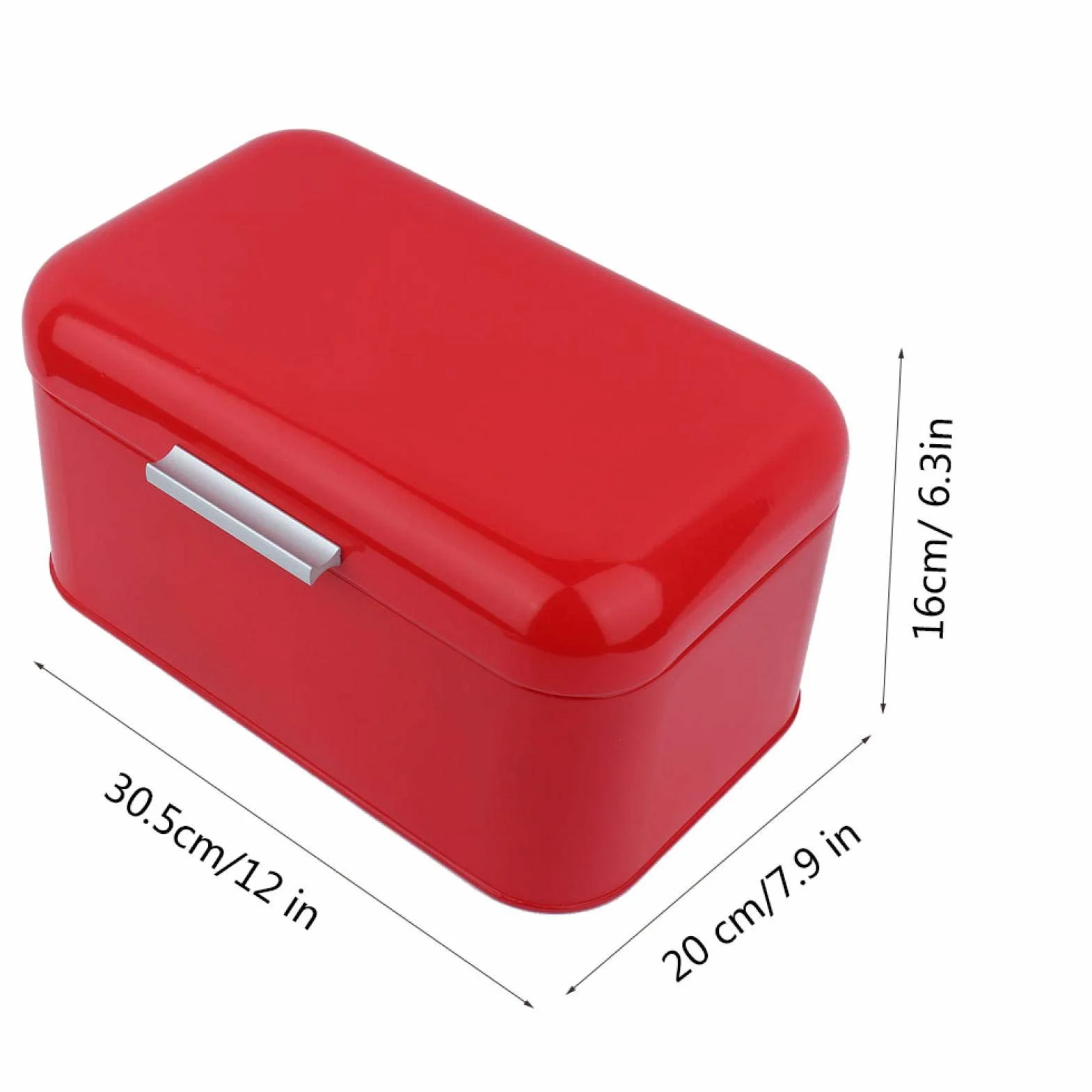 Metalowe pudełko na chleb, 12 * 7,9 * 6,3 cala Jednolity kolor Retro Bardzo duży pojemnik na chleb Kuchenny pojemnik na bochenek chleba, bułki obiadowe, ciasta(red)