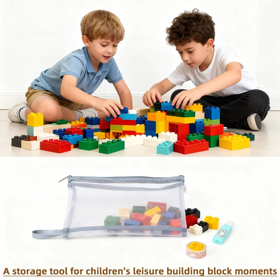 10 sztuk toreb do przechowywania zabawek, siatkowych kieszeni na dokumenty A4, z zamkiem błyskawicznym, podwójna warstwa nylonu i uchwyt, idealne do puzzli Lego, zabawek do kąpieli i klocków