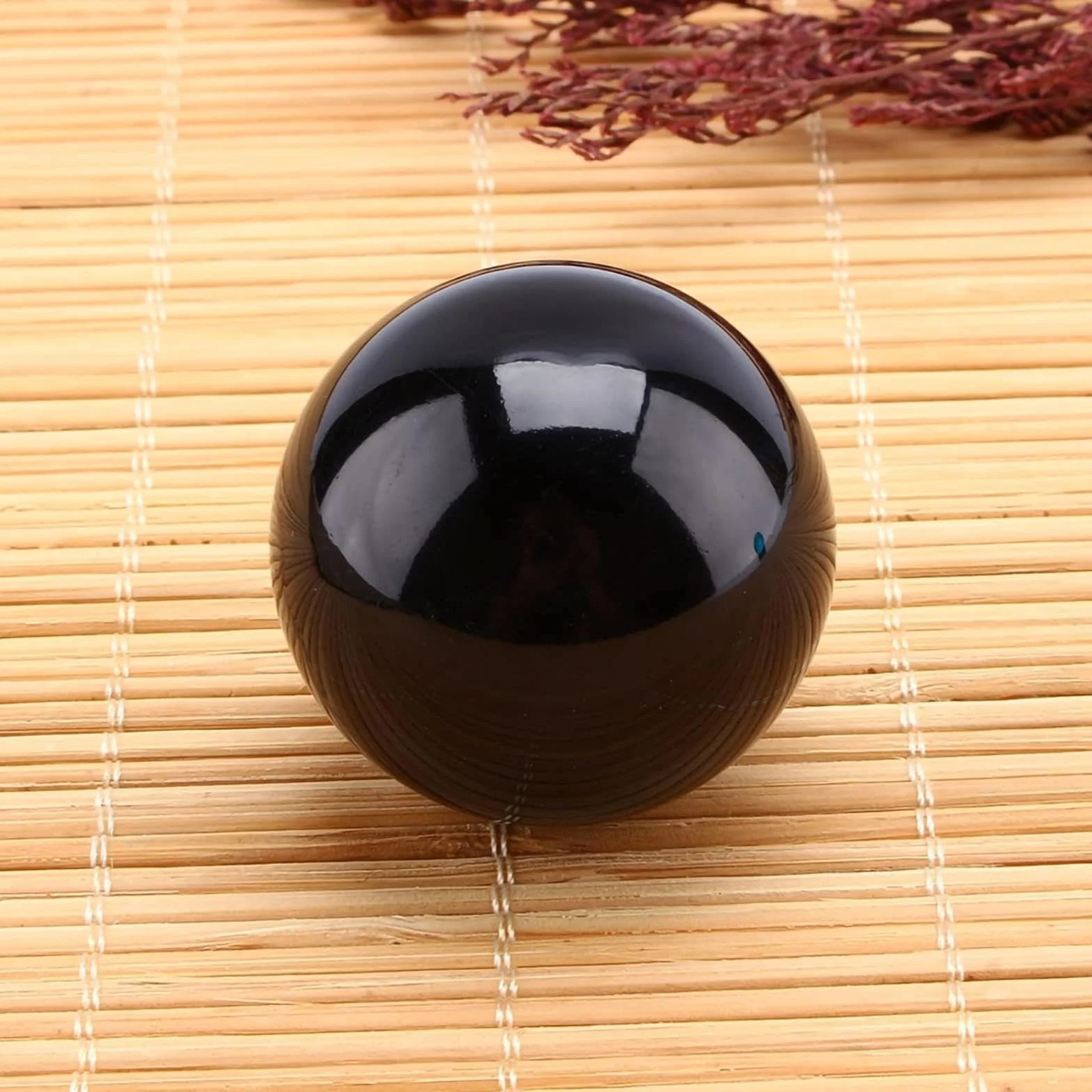 Naturalna Kryształowa Kula, Czarne Obsydianowe Kryształowe Kule Dekoracyjna Kula Wróżka Kula Wróżenia Z Drewnianym Stojakiem,obsidian ball-180mm