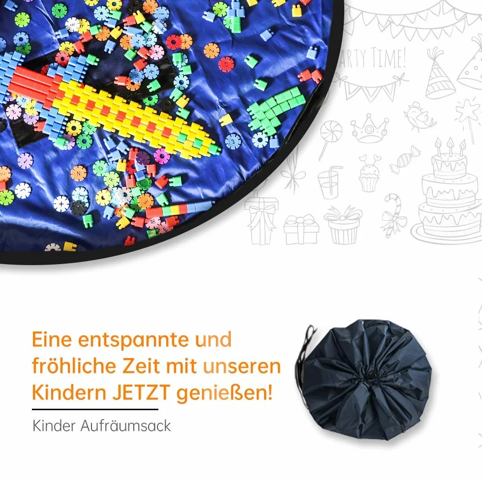 LandJoy Składana Mata do Zabaw dla Dzieci 150 cm Pomarańczowa Torba do Przechowywania Zabawek