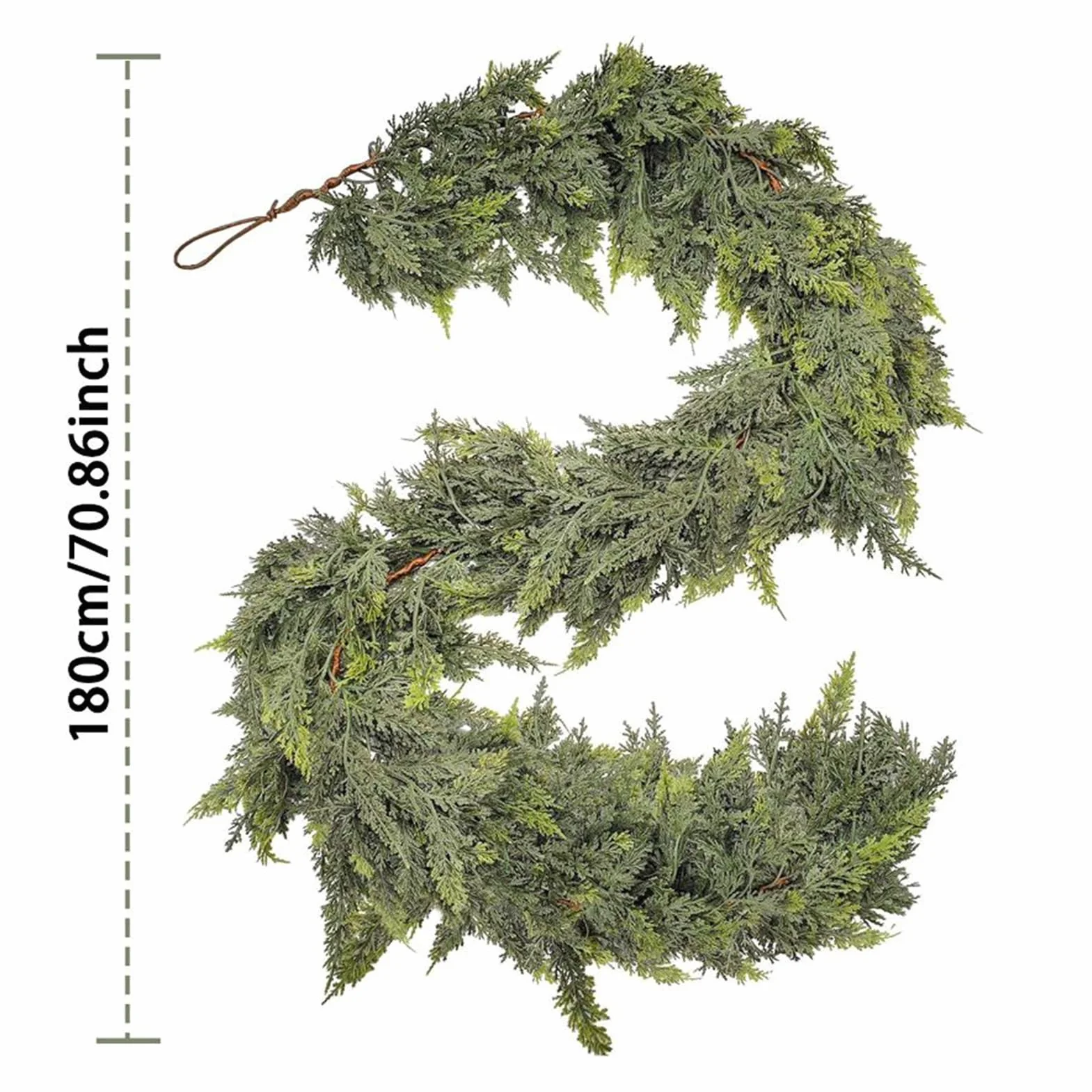 cedrowa – naturalna imitacja sztucznej zielonej biżuterii cedrowej – 1,8 m, kominkowa, dekoracja do użytku wewnątrz i na zewnątrz, dekoracja okna