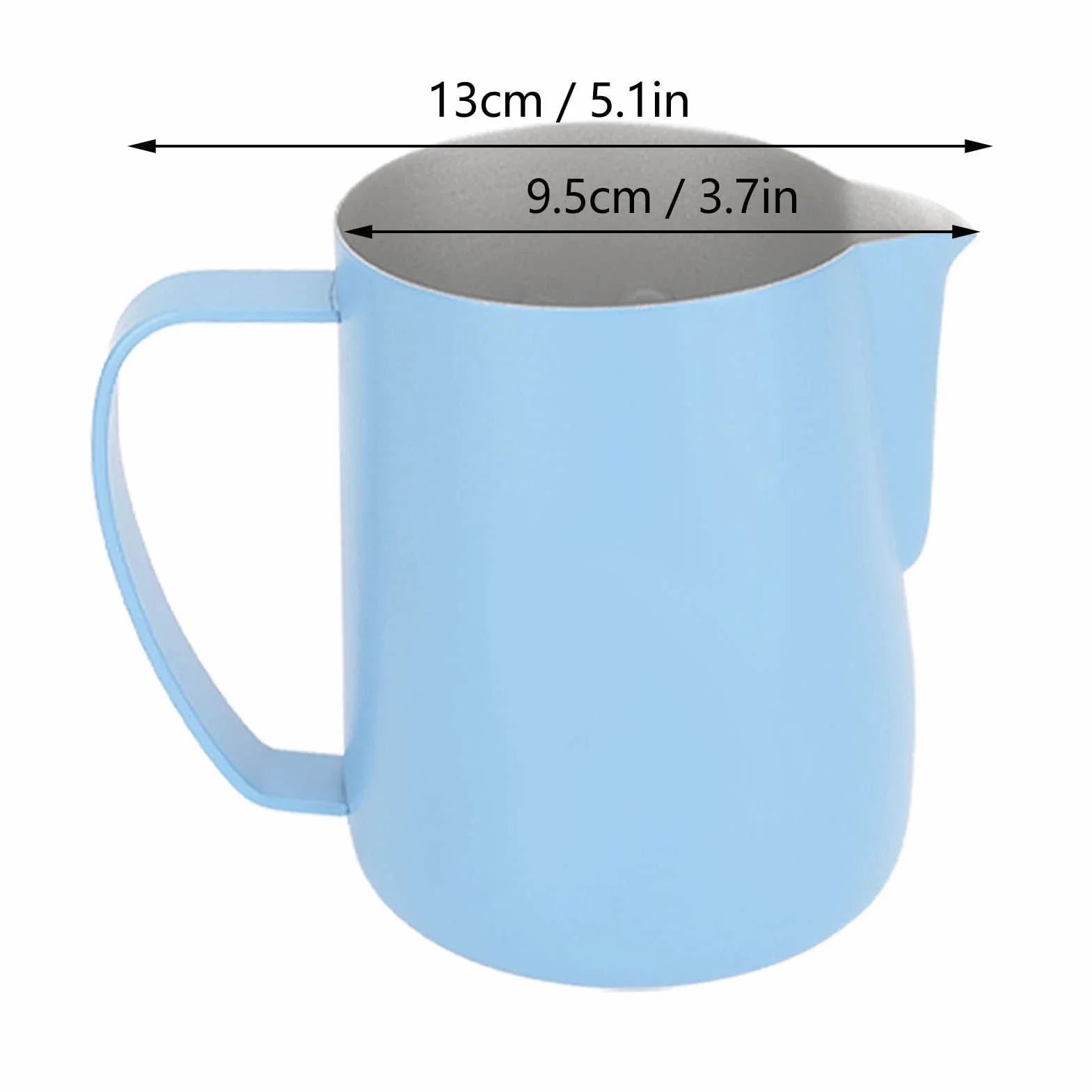 Kubek do Spieniania Mleka do Kawy, 600 Ml Dzbanek do Spieniania Mleka Dzbanek do Gotowania na Parze ze Stali Nierdzewnej Przenośny Parowiec Dzbanki do Spieniania Wygodny Uchwyt (Jasny niebieski)