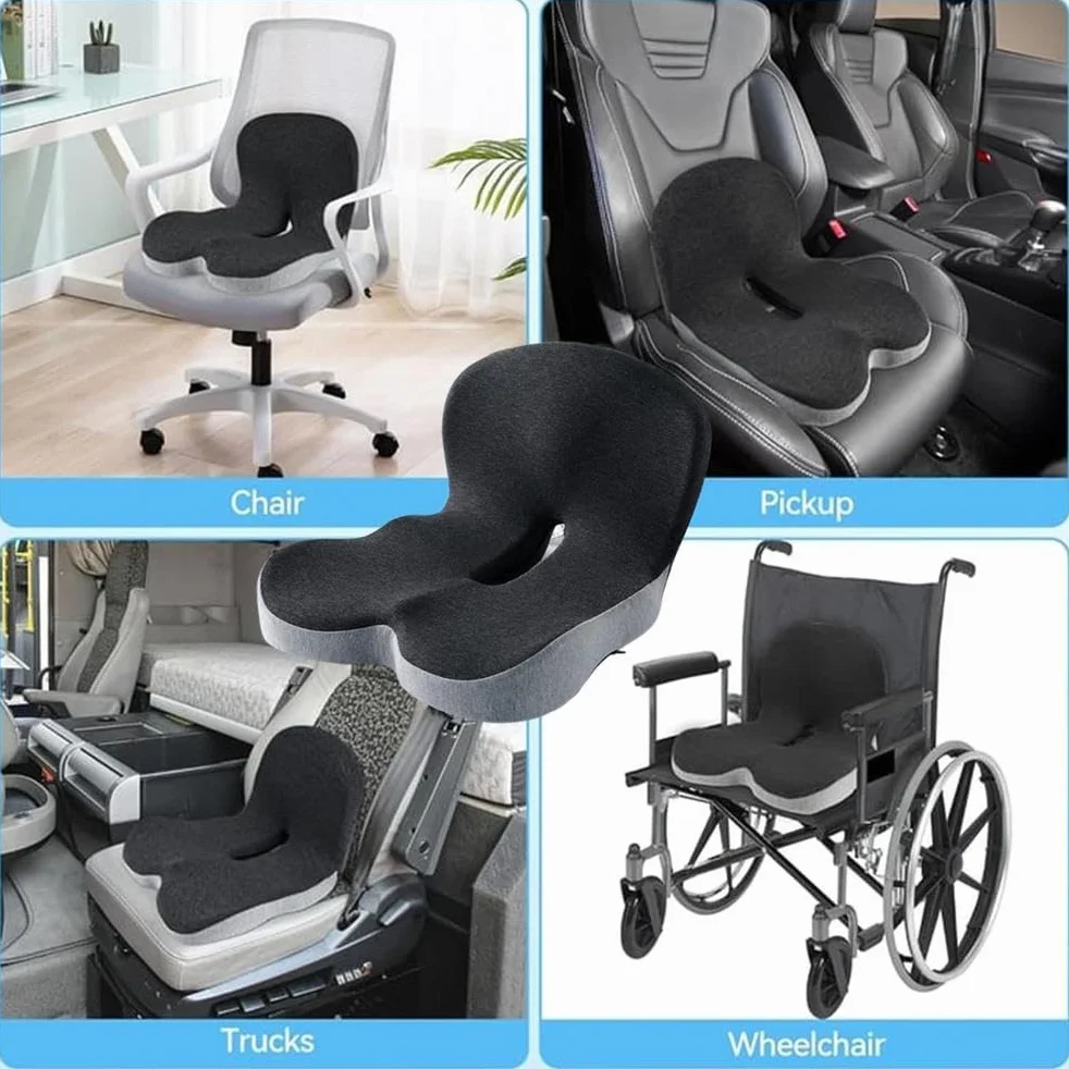 Ergonomiczna poduszka do siedzenia z pianki z pamięcią kształtu na fotel samochodowy i biurowy, poduszka podtrzymująca plecy dla łagodzenia bólu kości ogonowej, wygodna i wspierająca konstrukcja