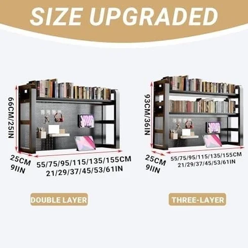 Diy Dwuwarstwowy organizer na biurko na komputer stacjonarny - Rozwiązanie | do przechowywania w biurze i w akademiku - Stylowa szafka biurko książki i niezbędne artykuły(C Double Layer,55cm)