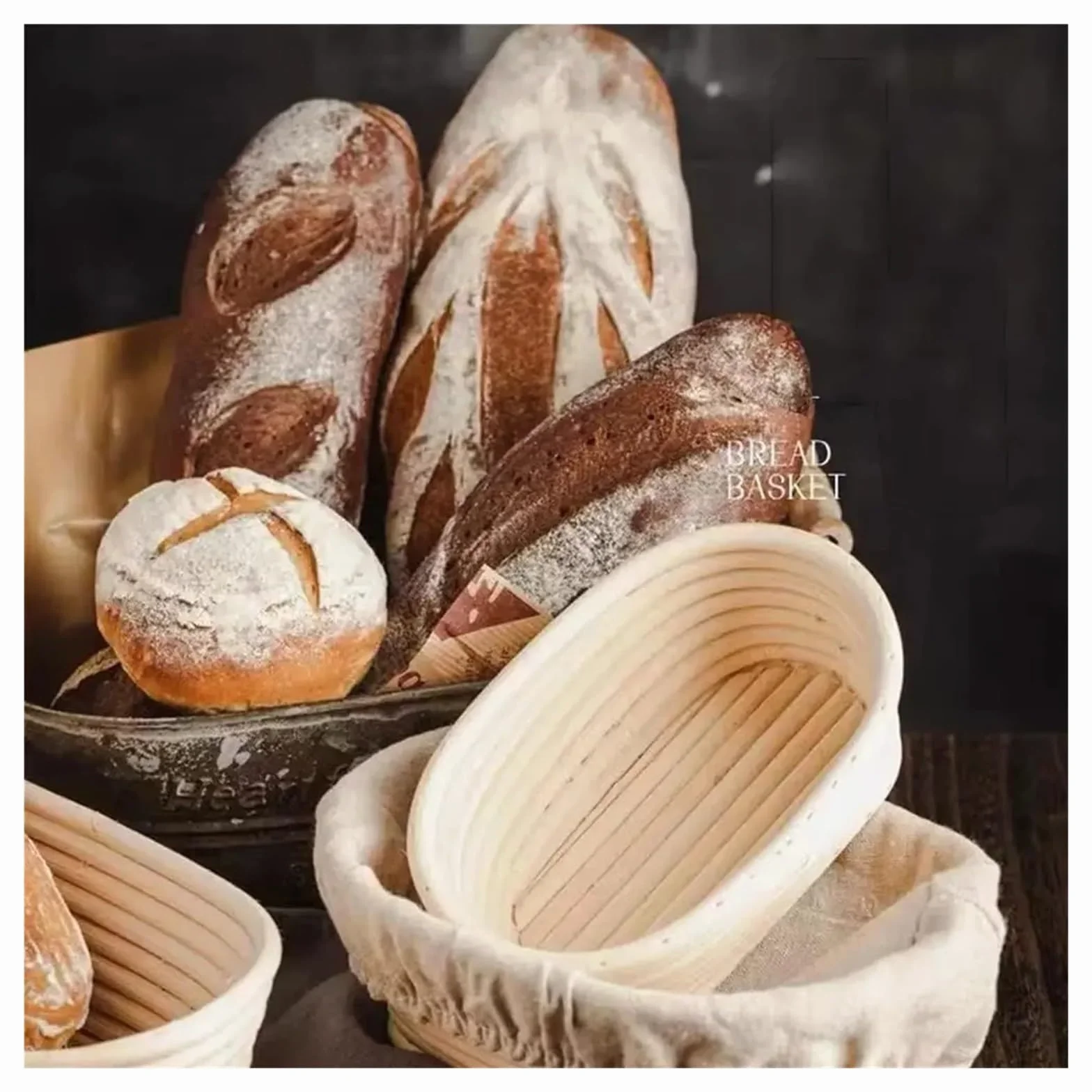 koszyk do wyrastania chleba, 5/8 szt. owalnych, okrągłych, rattanowych, wiklinowych koszyków na zakwas, do pieczenia chleba z trzciny(25x8 8pcs)