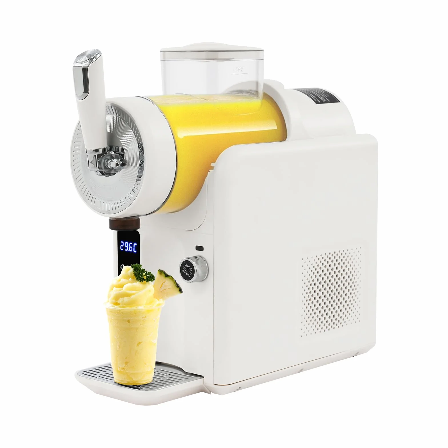 Domowa maszyna do lodów 1,8 l, samochłodząca maszyna do slushie z wyświetlaczem LED, 5 programów do slushies, margarity, koktajli mlecznych i innych (kremowy)