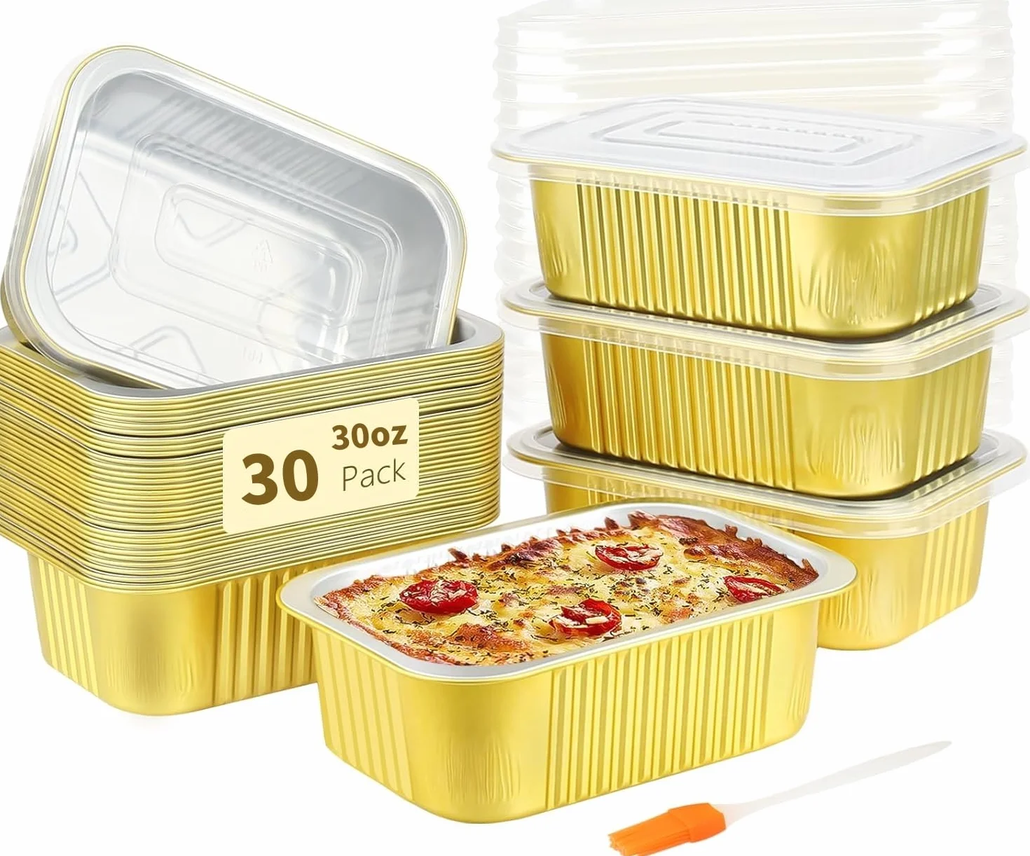 LATERN Małe aluminiowe patelnie z pokrywkami, 900 ml, foliowa blacha do pieczenia, pojemnik na resztki żywności, na wynos, mini foremki do pieczenia, gotowania, pieczenia, gotowania, przygotowywania