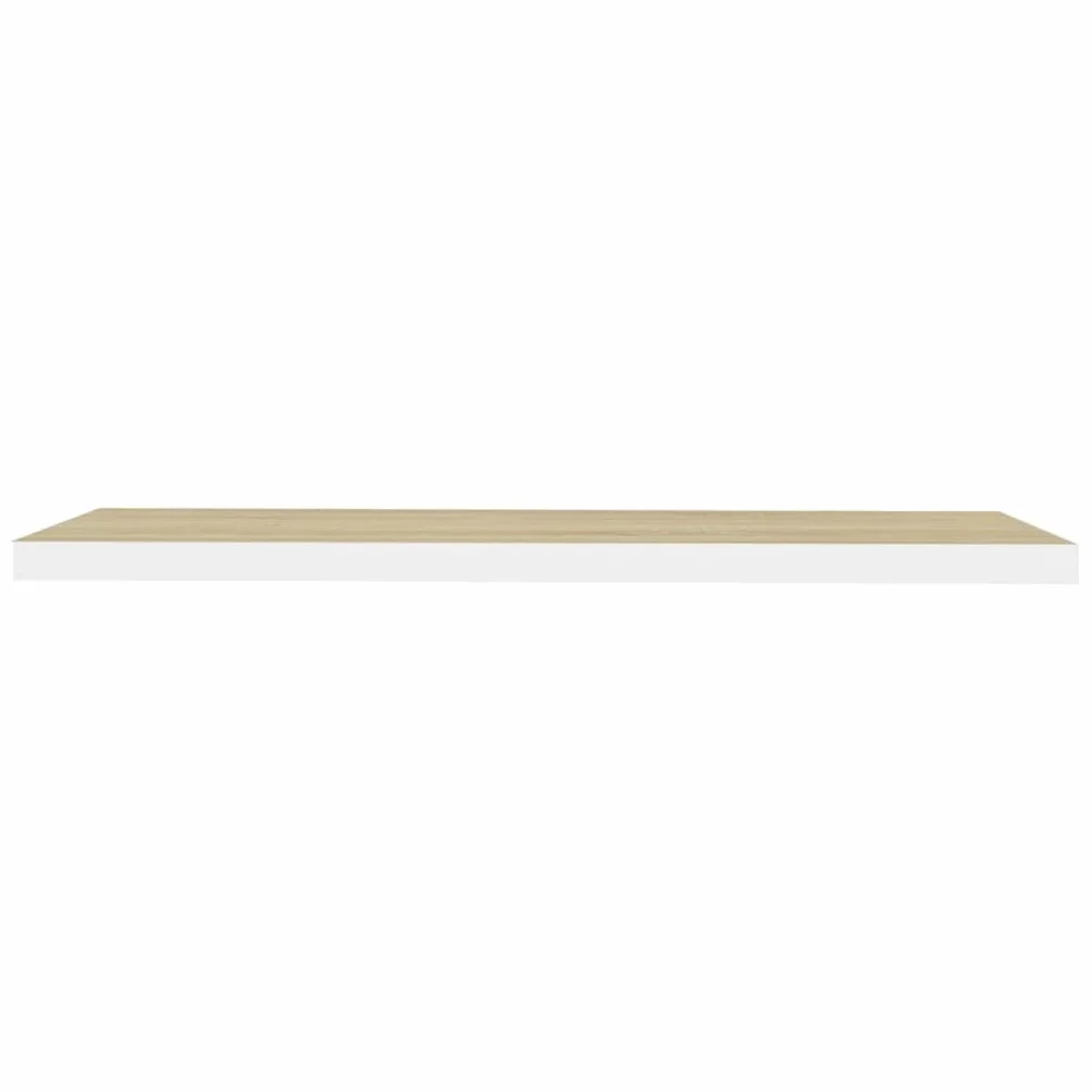 Regał wiszący o wyglądzie dębu i biały, 120 x 23,5 x 3,8 cm, płyta MDF, regał ścienny z niewidocznym uchwytem, na książki i artykuły dekoracyjne, obciążenie do 10 kg