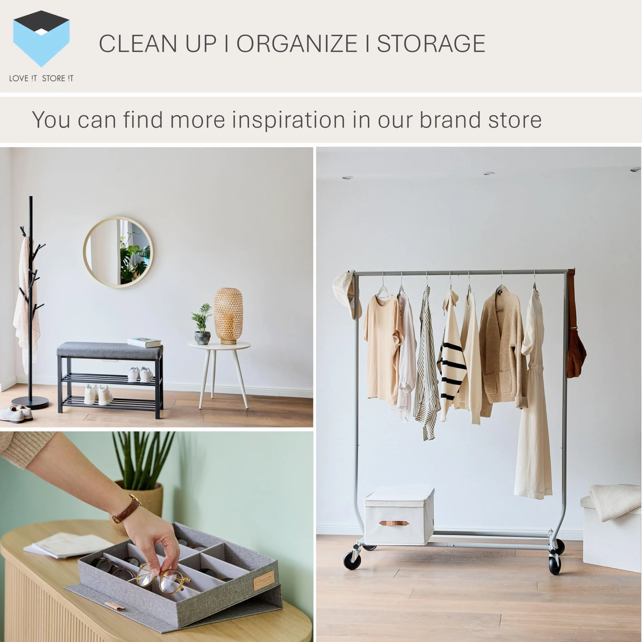 LOVE IT STORE IT Loft wieszak garderobiany z metalu – nowoczesny stojak na kurtkę do korytarza, sypialni, biura – 170 cm wysokości, stabilny – matowy czarny