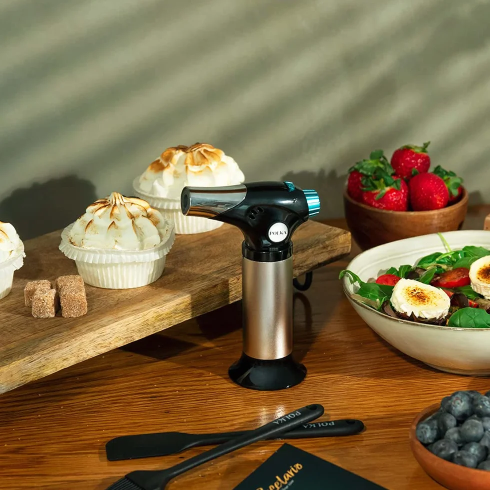 Cecotec Palnik kuchenny Polka Flame-Cook 1000 Steel. Osiąga 1300 ° C, regulator regulacji płomienia, blokada bezpieczeństwa, szczotka, łopatka i przepisy kulinarne włączone