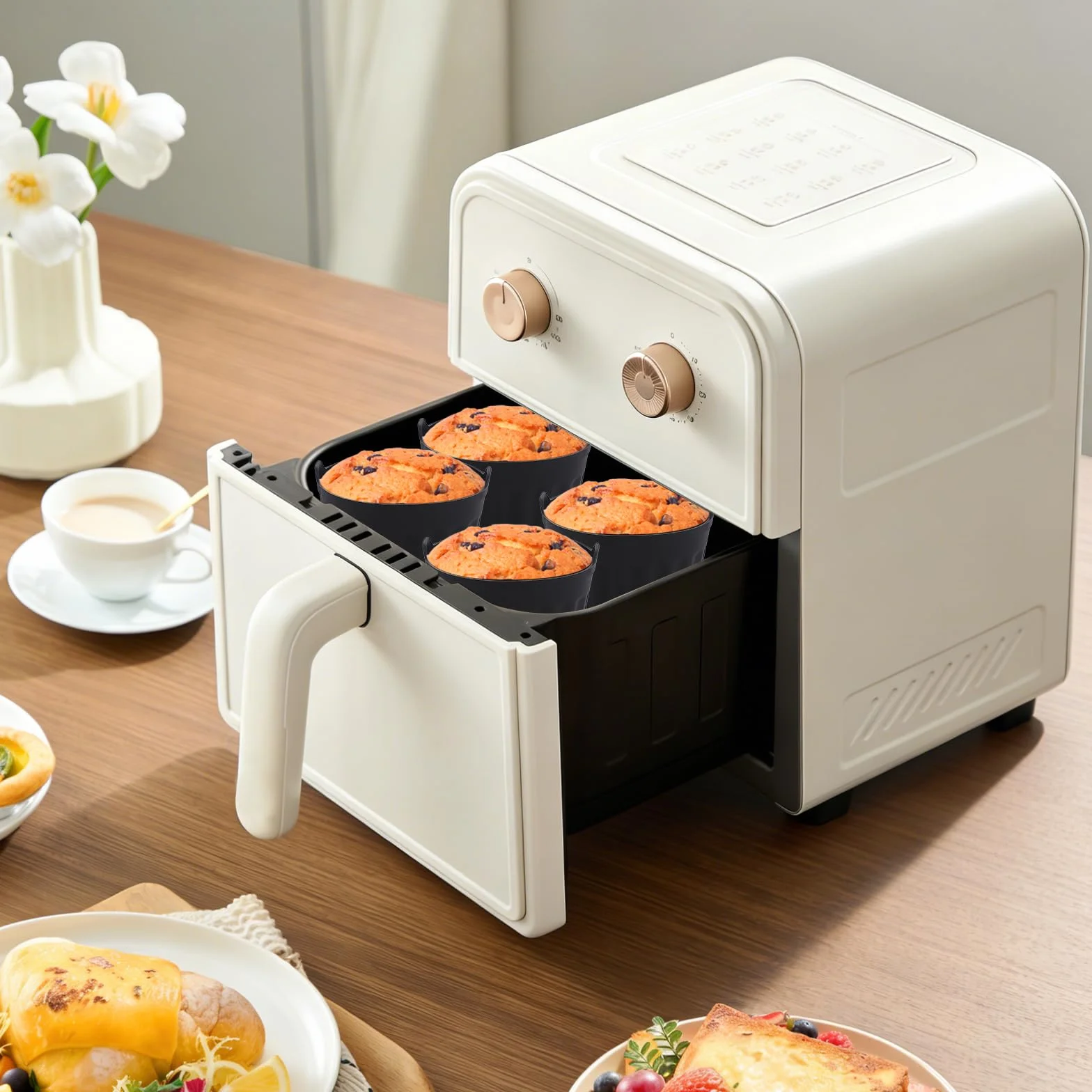 Airfryer silikonowe formy do pieczenia jajek, 8 x 5 cm, silikonowe foremki do muffinek, Airfryer, bez BPA, silikonowe foremki do frytkownicy na gorące powietrze, do muffinek, puddingów, omletów, ciast