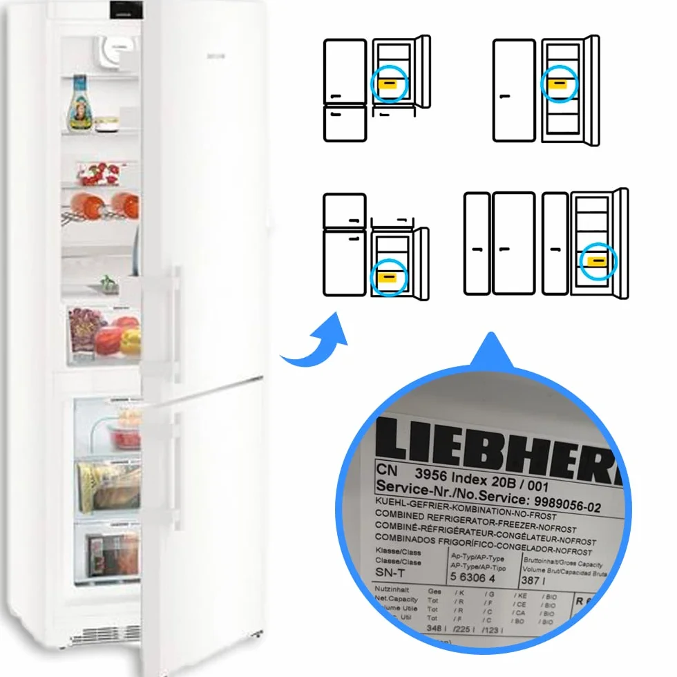 ANAKEL HOME Wymiana uchwytu lodówki 7432602 kompatybilna z lodówką Liebherr, uchwyt lodówki | zawiera 2 dekoracyjne nasadki, białe, 31 cm