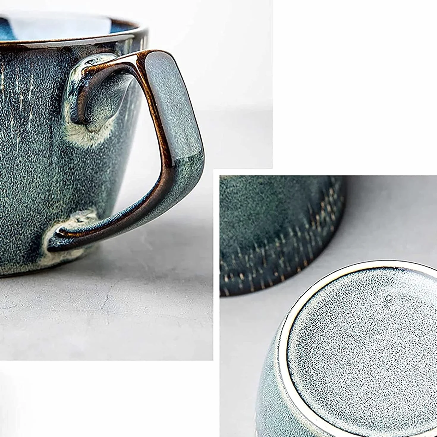 Ceramiczny kubek na zupę, Ceramiczna miska na płatki owsiane, 23 uncje, z uchwytem, ​​do zupy, kawy, mleka, herbaty, owoców, śniadania(Mug)