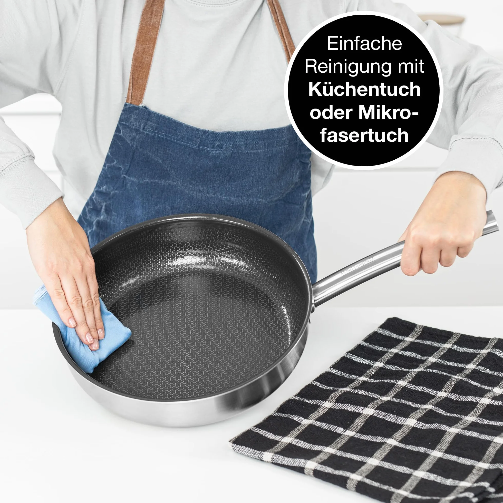 Moritz & Moritz Patelnia 28 cm do kuchenek indukcyjnych z komórkową strukturą z ceramicznym powłokiem - do wszystkich rodzajów kuchenek - Patelnia antyprzywarcza do kuchenek indukcyjnych do gotowania