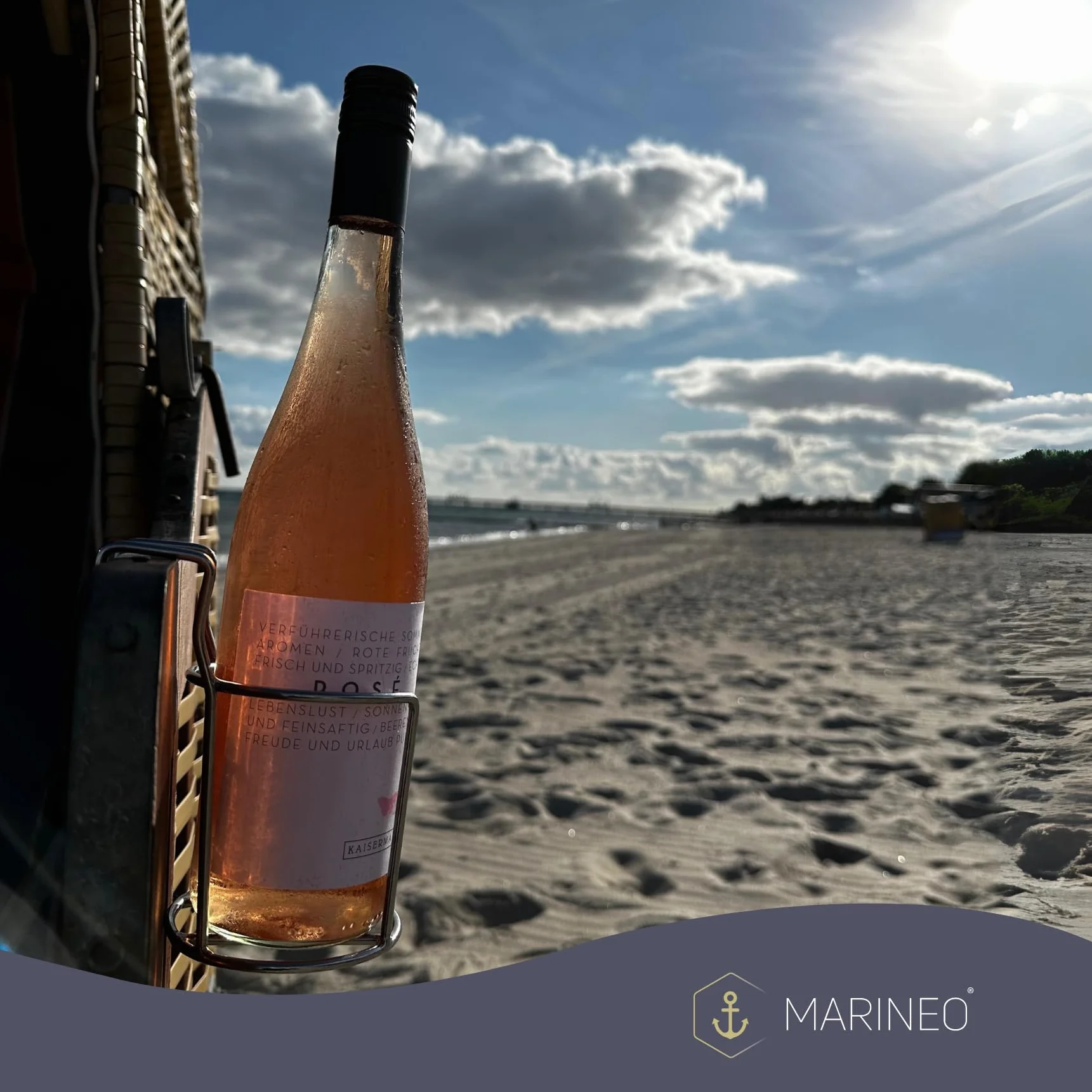 MARINEO Kosz plażowy, uchwyt na napoje, uchwyt na butelki, na kosze plażowe, na szklanki, kubki, butelki, stal nierdzewna, 2 sztuki