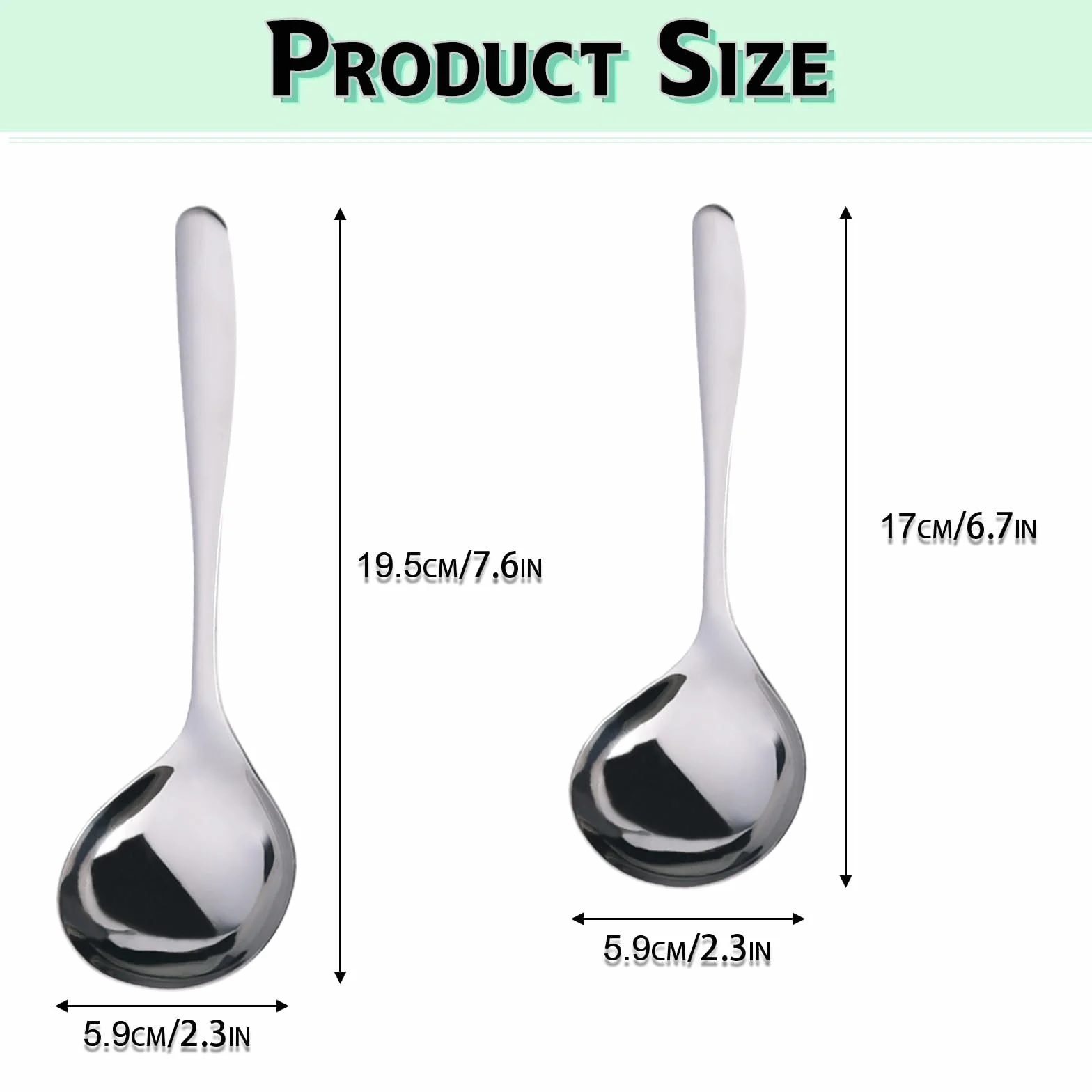 MAEXUS® 2 sztuki - 17/19.5 cm łyżka do zupy ze stali nierdzewnej, chochla mała do sosów, chochla na bankiety, Mała kuchnia