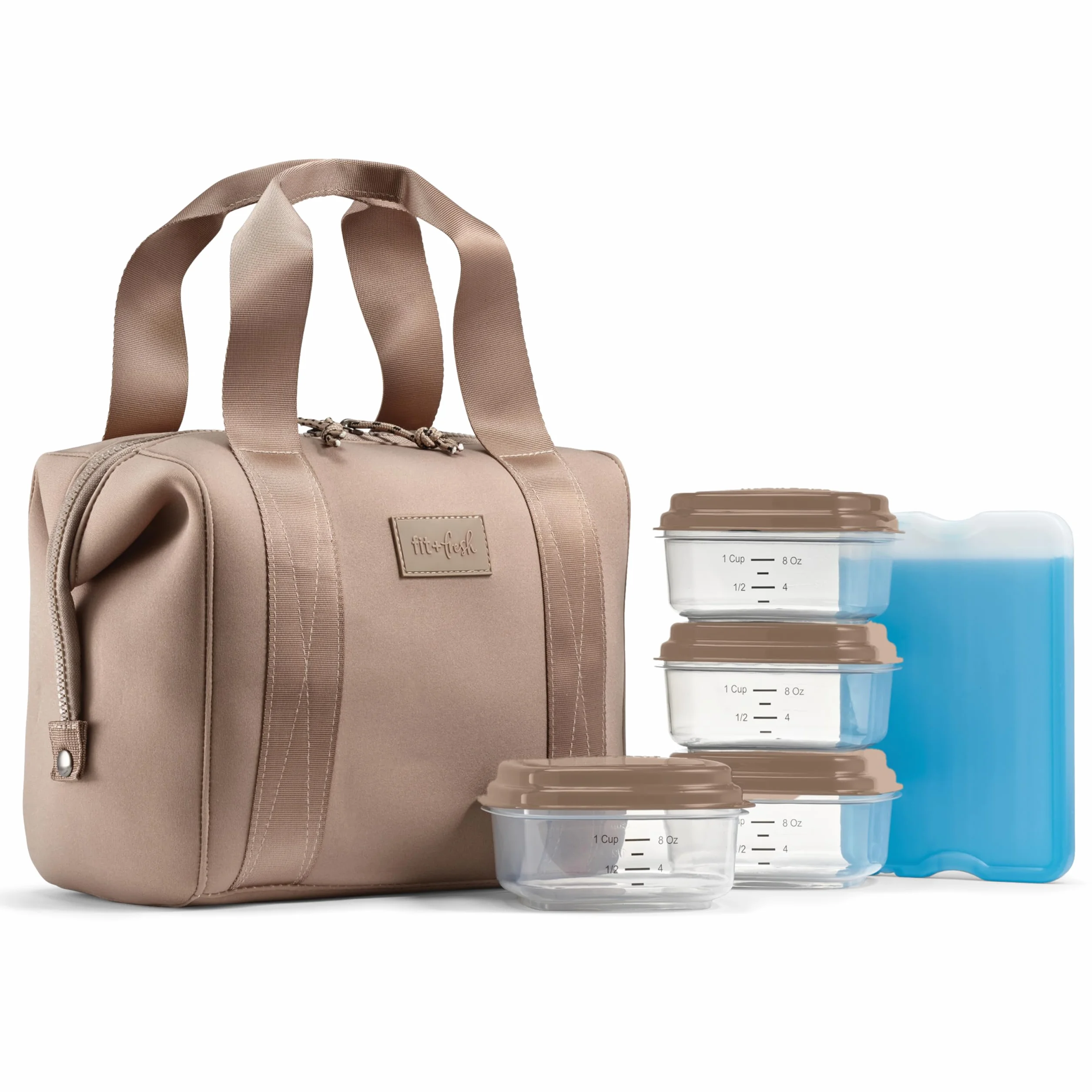 Fit & Fresh Neoprenowa torba na lunch dla kobiet, izolowana damska torba na lunch do pracy, odporna na rozdarcia i plamy, duże pudełko na lunch z pojemnikami i lodem, można prać w pralce torba na