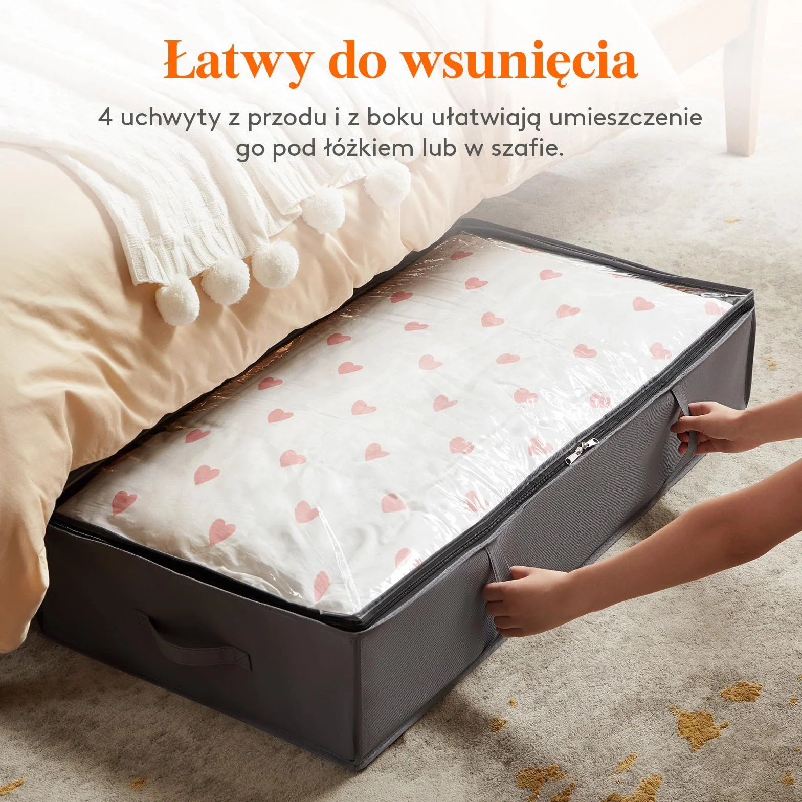 Lifewit Pojemniki Do Przechowywania Pod Łóżko 2 sztuki, Duża Pojemność Torby Do Przechowywania Koców Ze Wzmocnionym Uchwytem, Kołdry, Prześcieradła, Ubrania, Sypialnia, Szafa, Szary