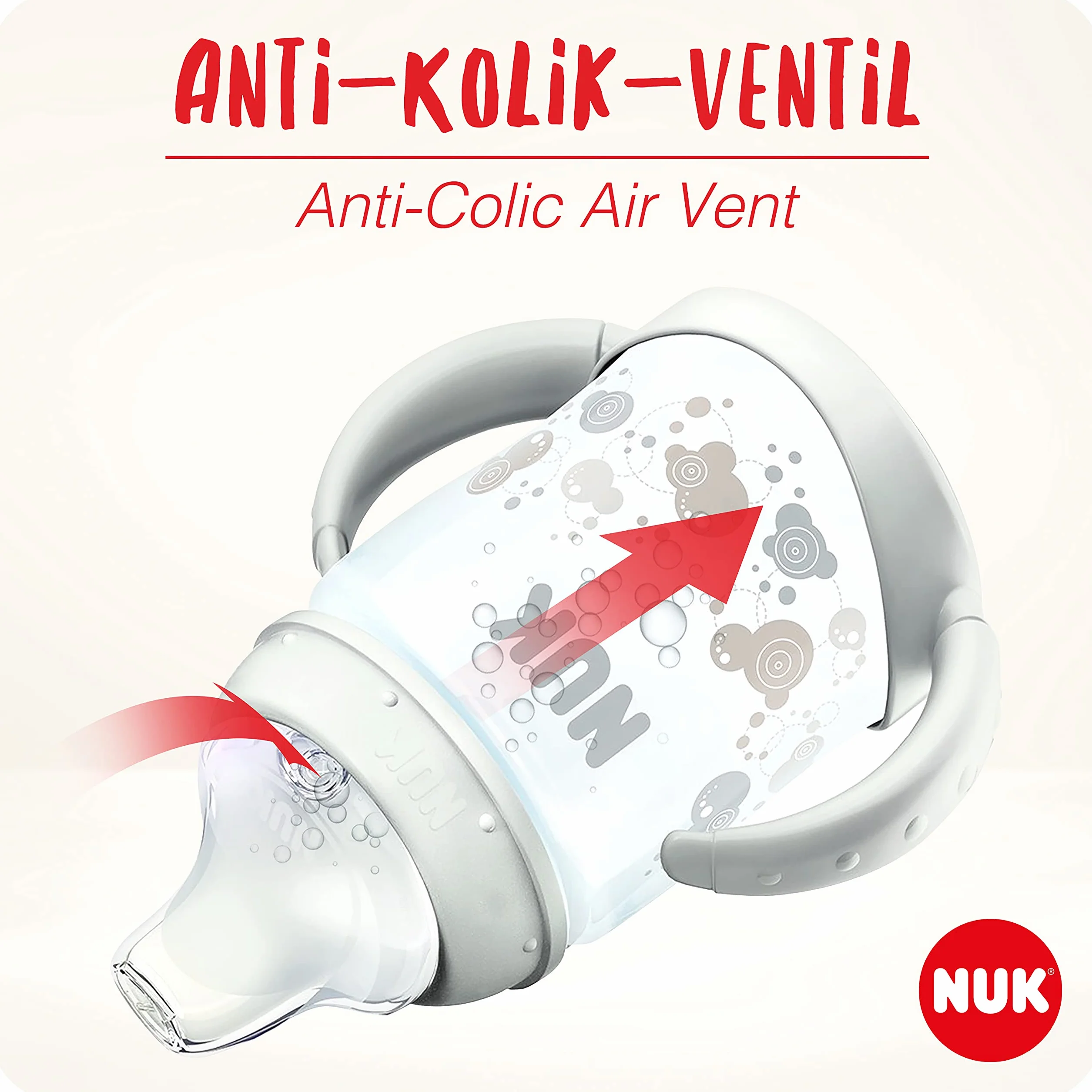 Kubek niekapek NUK First Choice Learner Cup | 6-18 miesięcy | Wskaźnik kontroli temperatury | Nieprzeciekający silikonowy dzióbek | Odpowietrznik antykolkowy | Bez BPA | 150 ml | Winnie (różowy)