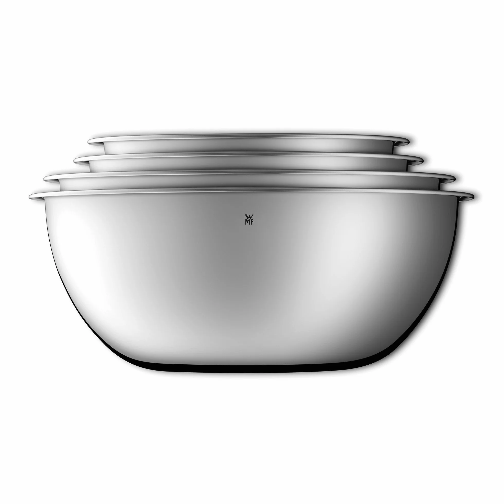 Wmf Gourmet Zestaw Misek Kuchennych, Srebrny, 4 sztuki & WMF Taverno 3-częściowy zestaw salaterek, szklane sztućce do sałatek, polerowana stal nierdzewna Cromargan, można myć w zmywarce