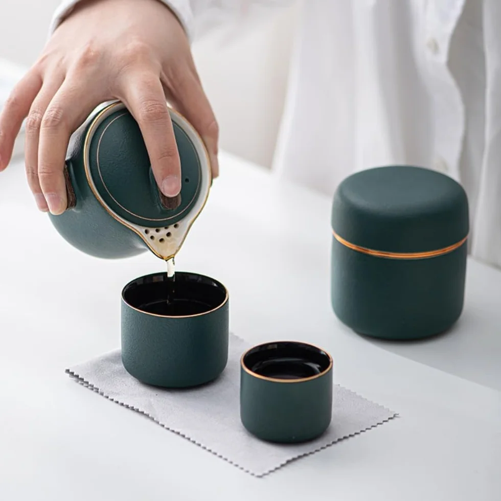 XYNSNDB Pojemnik na herbatę ceramiczny słoik do przechowywania herbaty Home Office czajniczek filiżanka herbaty kreatywny przenośny zestaw pudełek podróżnych na zewnątrz herbata puszka na herbatę (B)