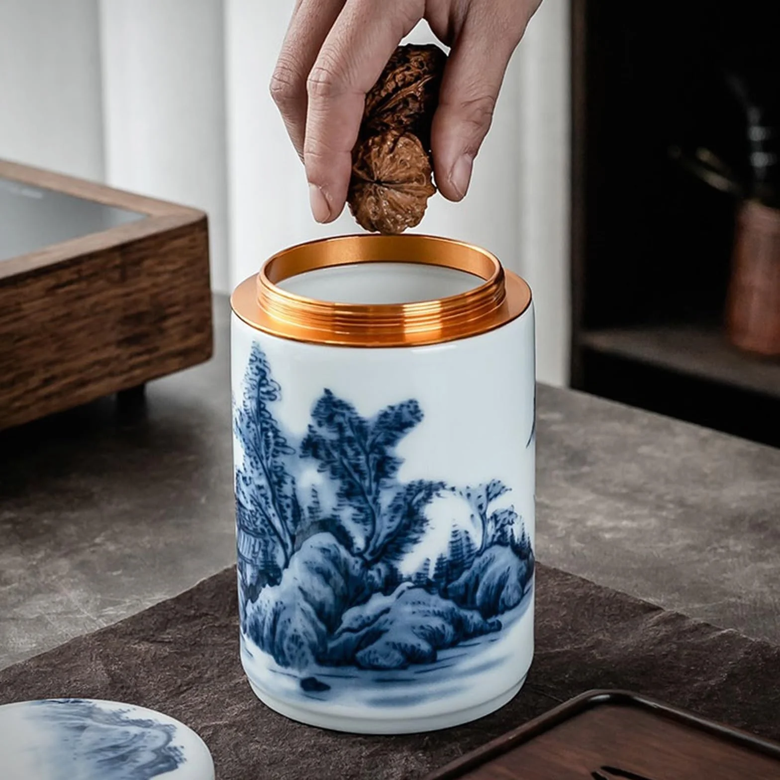Pojemnik na herbatę Zapieczętowany garnek ceramiczny pojemnik do przechowywania butelek świeży dzbanek do herbaty ziarna kawy chiński Vintage pudełko do przechowywania w domu Pojemnik na herbatę