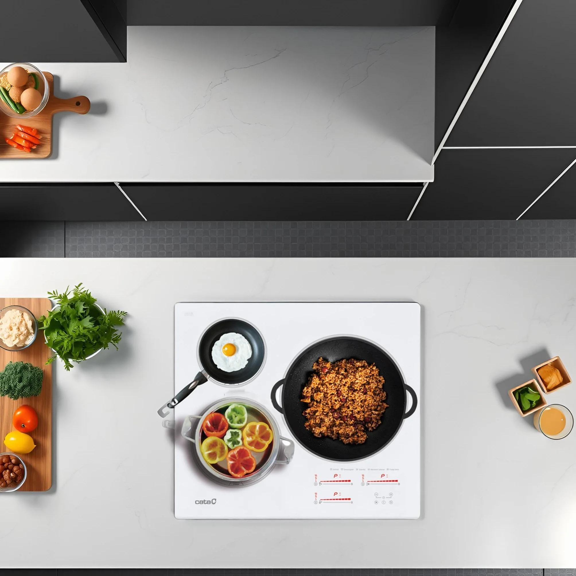 Degustacja | Płyta indukcyjna | Model INSB 6030 WH | 3 strefy gotowania | 9 poziomów mocy + Booster | Szerokość 60 cm