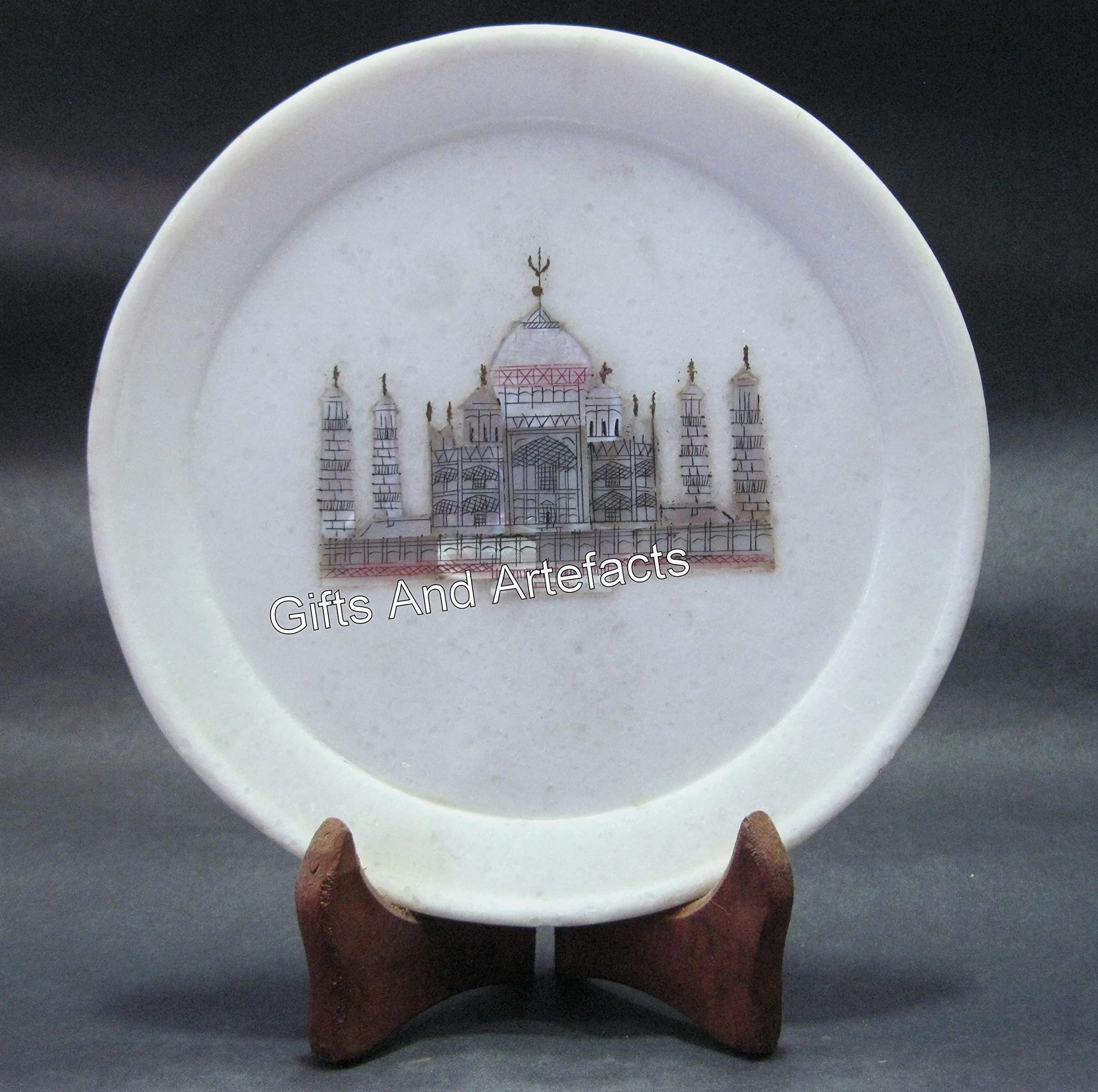 Talerz z masy perłowej I dekoracyjny talerz do restauracji I 18 cm ręcznie robiony talerz I marmurowy talerz prezentowy na każdą okazję I Taj Mahal Art Plate