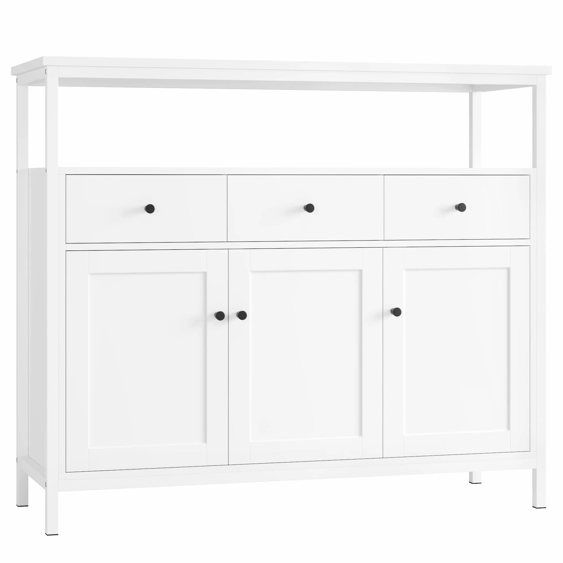 FirFurd Kredens, szafka kuchenna z 3 szufladami, 3 drzwi, komoda kuchenna, szafka bufetowa do kuchni, salonu, jadalni, regulowana półka, 108x38x98.5cm, biały