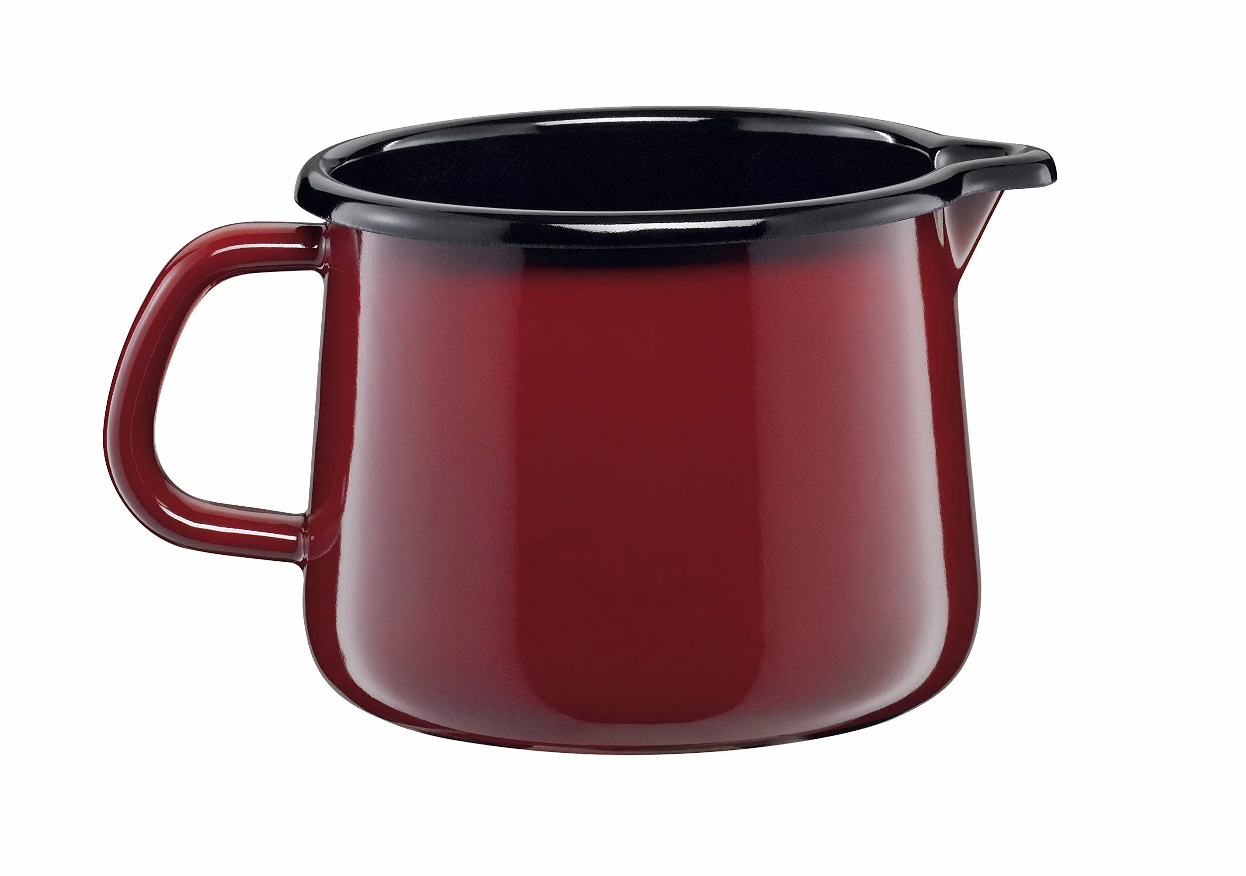 Riess, 0672-008, garnek z dziobem 12, NOUVELLE- ROSSO bardzo mocny, średnica 12 cm, wysokość 10,8 cm, pojemność 1 l, emalia, indukcja