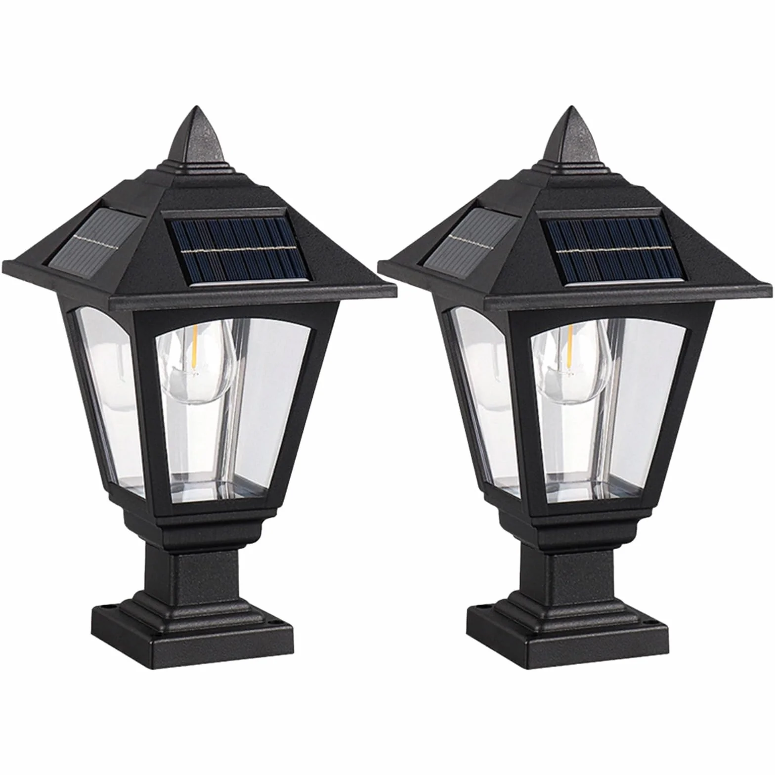 2 szt. lampionów solarnych do montażu na molo, 30 x 15 x 28 cm, ciepłe światło 3000 K, zewnętrzne lampy ogrodowe, bez drutu, 30 x 5,9 x 11 cali