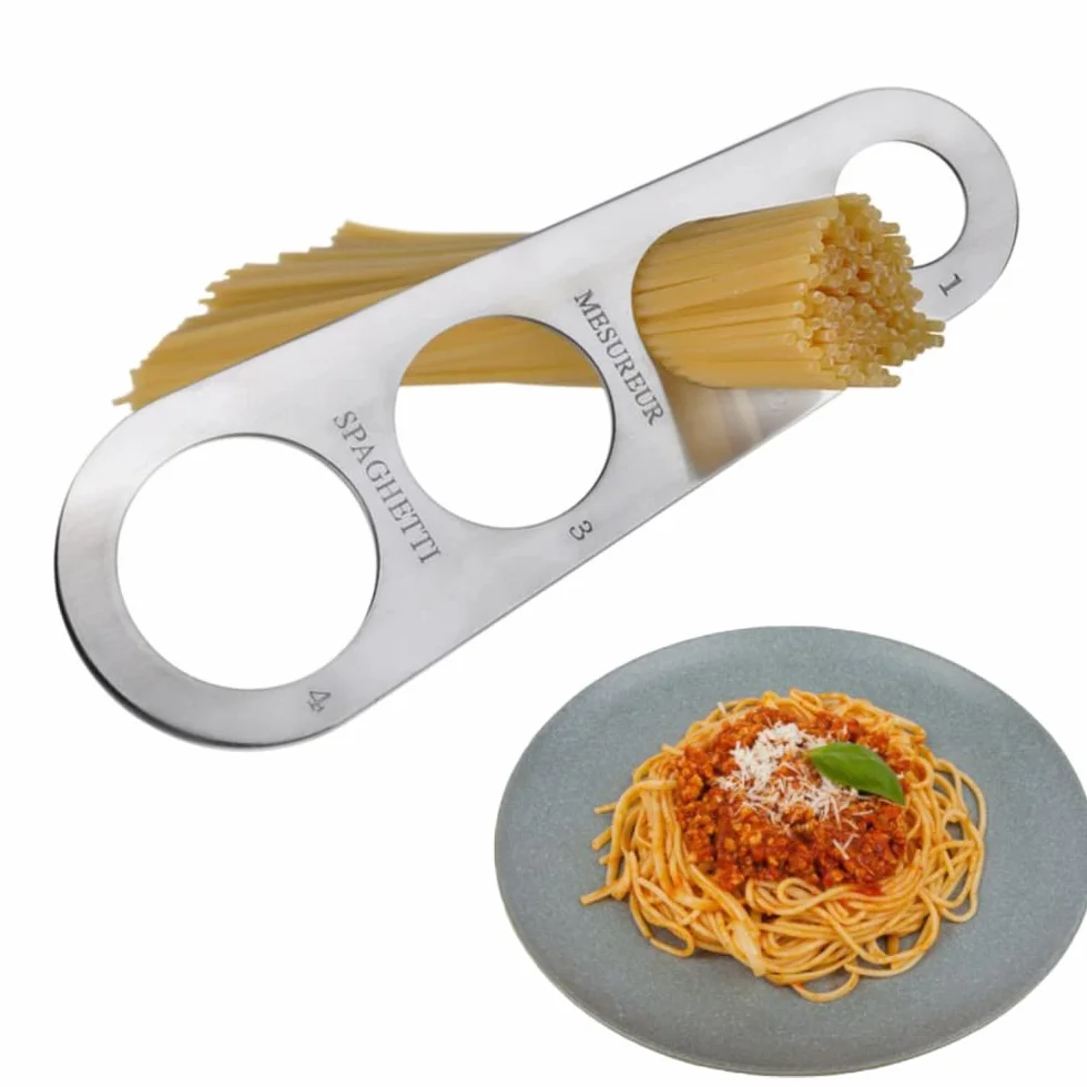 Lmyzcbzl Miernik do Spaghetti ze Stali Nierdzewnej, Miarka do Spaghetti, Miarka do Makaronu ze Stali Nierdzewnej, Z 4 Otworami Pomiarowymi, Pomoc w Kuchni