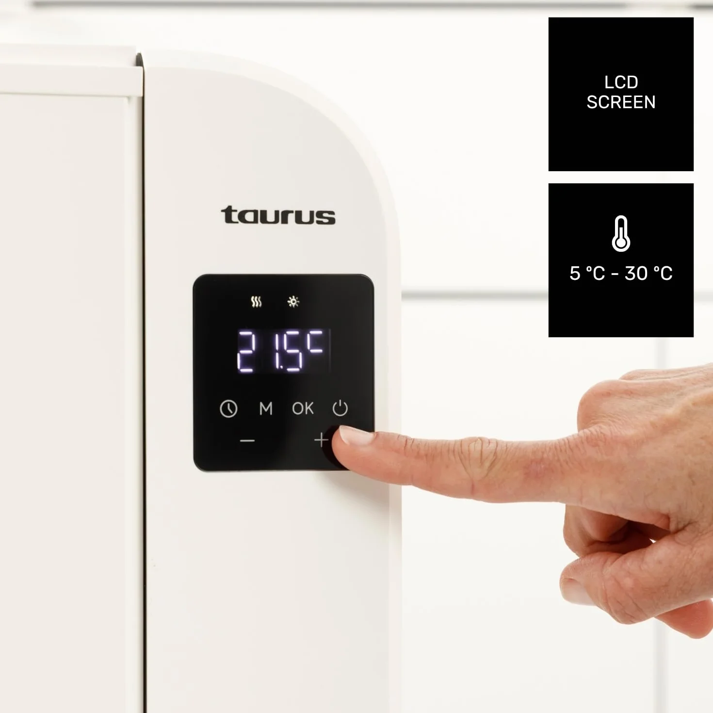 Taurus Grzejnik elektryczny Persia 1500 | 6 elementów 1500 W | Ściana lub stopka | Regulowany termostat | Programowanie 24/7 | Wyświetlacz LCD | Cichy | Całkowite wyłączenie