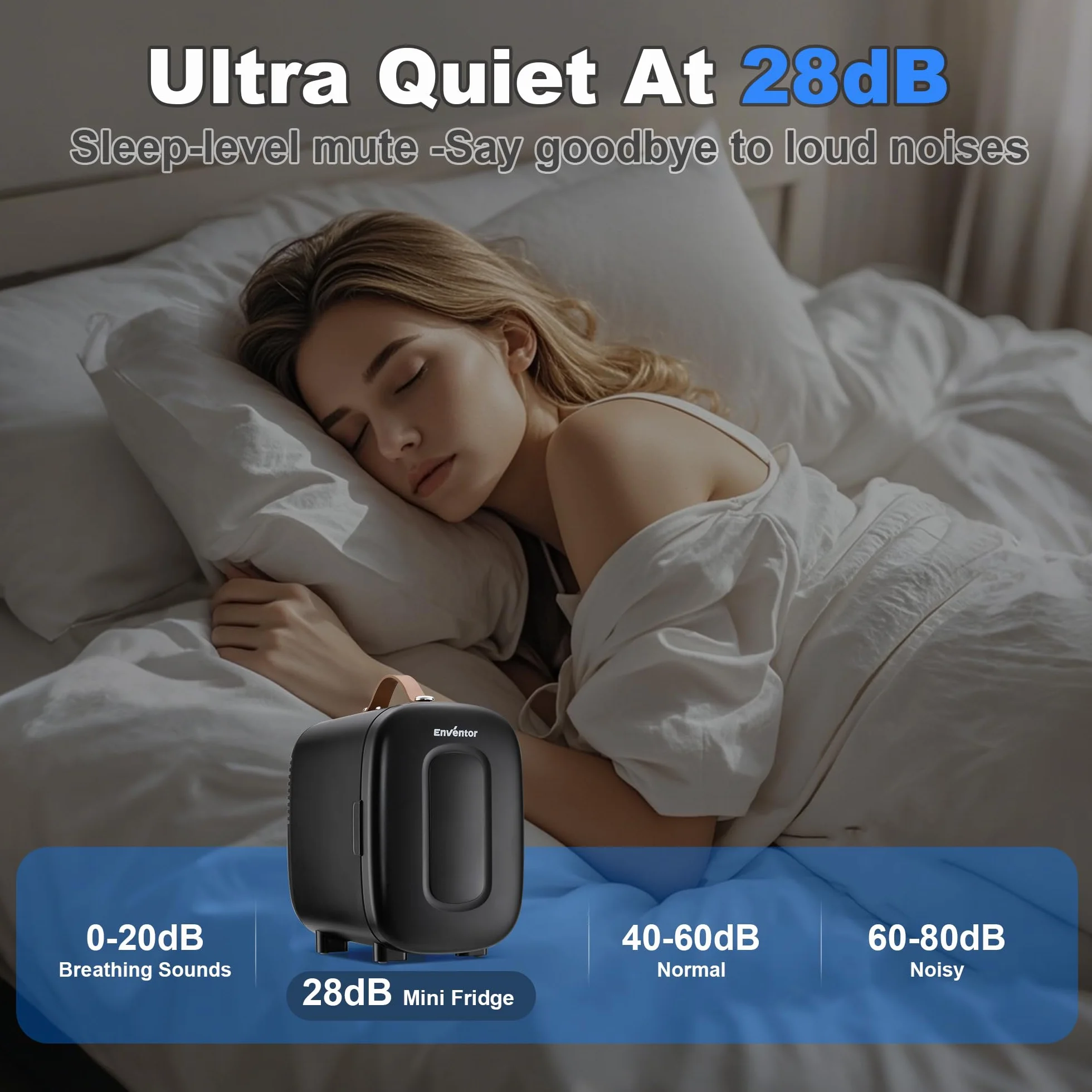 Enventor Mini lodówka, 4 litry/6 puszek, przenośna chłodziarka i ogrzewacz, zasilanie AC + 12 V DC, mała lodówka do sypialni, samochodu, pielęgnacji skóry, owoców i napojów, czarna