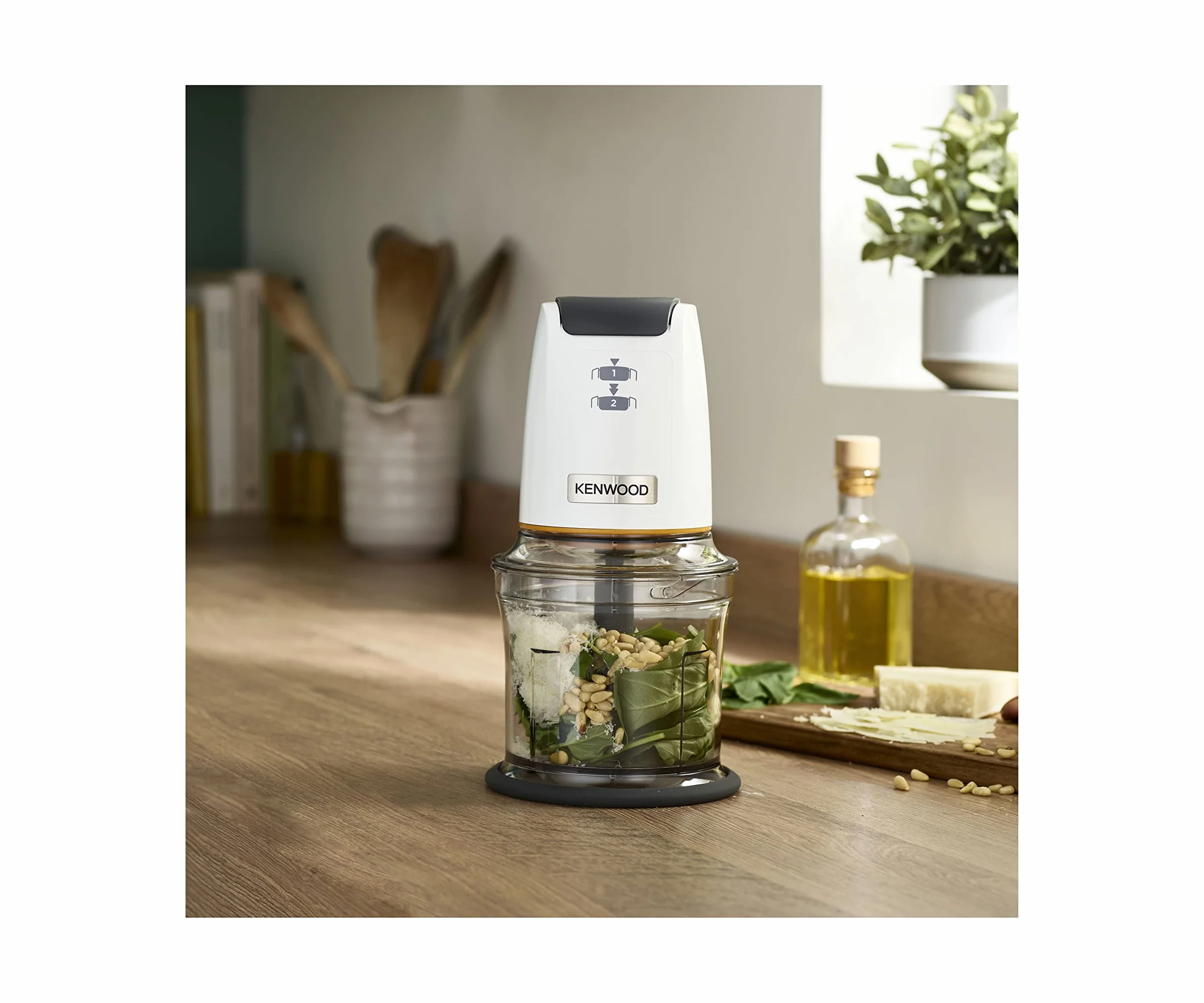 Kenwood EasyChop CHP61.000WH rozdrabniacz z czterema ostrzami, miska 0,5 l, napęd ciśnieniowy, 2 prędkości, pierścień antypoślizgowy, nadaje się do mycia w zmywarce, system lodołamacza, 500 W, biały