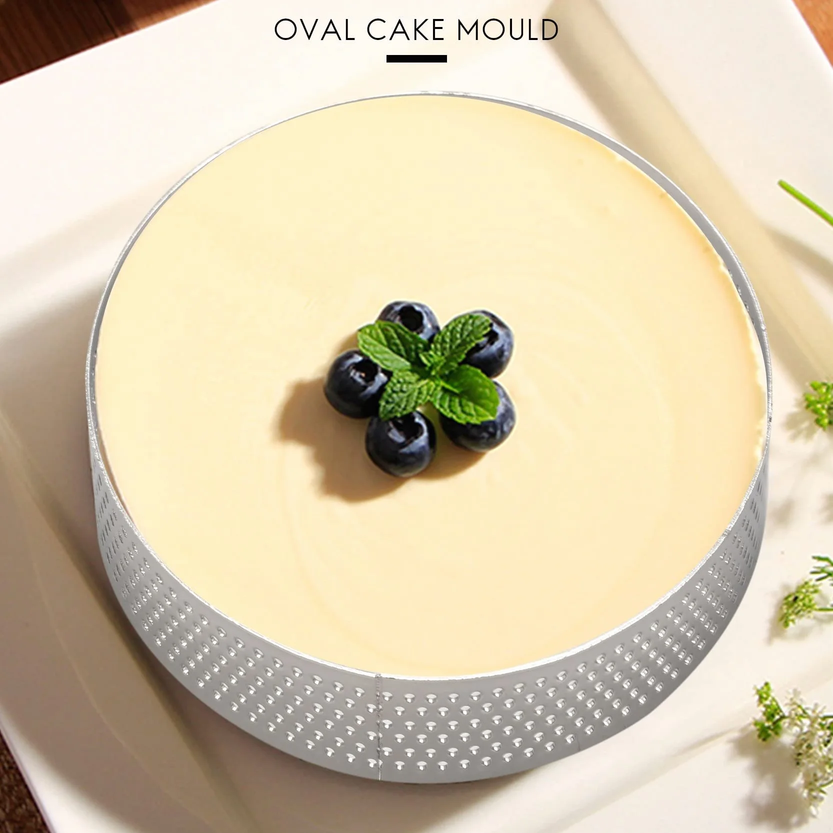 48 x okrągły pierścień ze stali nierdzewnej z porowatym tartletem, forma do pieczenia tortów, 8 cm