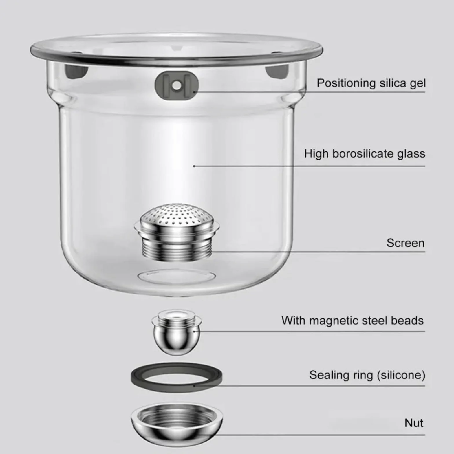 Generisch Enchanti Tea Pot, Enchantipot Magic Tea Po, szklany pojemnik na herbatę z drewnianą rączką, kontrola nacisku, magiczny garnek do herbaty, Enchantipot Magic Pot