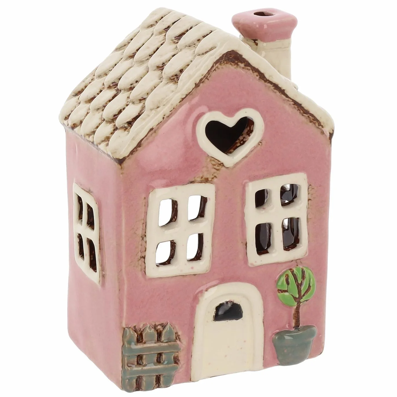 Shudehill Giftware Wiejska ceramika ceramiczny świecznik ładny ogród kwiatowy dom pastelowa kolekcja (serce różowe)