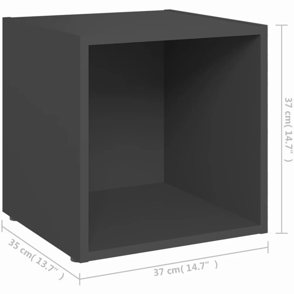 Szafki pod telewizor zestaw 2 szt., szare, 37 x 35 x 37 cm, materiał drewnopochodny, nowoczesny stojak pod telewizor do salonu, wszechstronne konsole multimedialne, stabilna półka do centrum