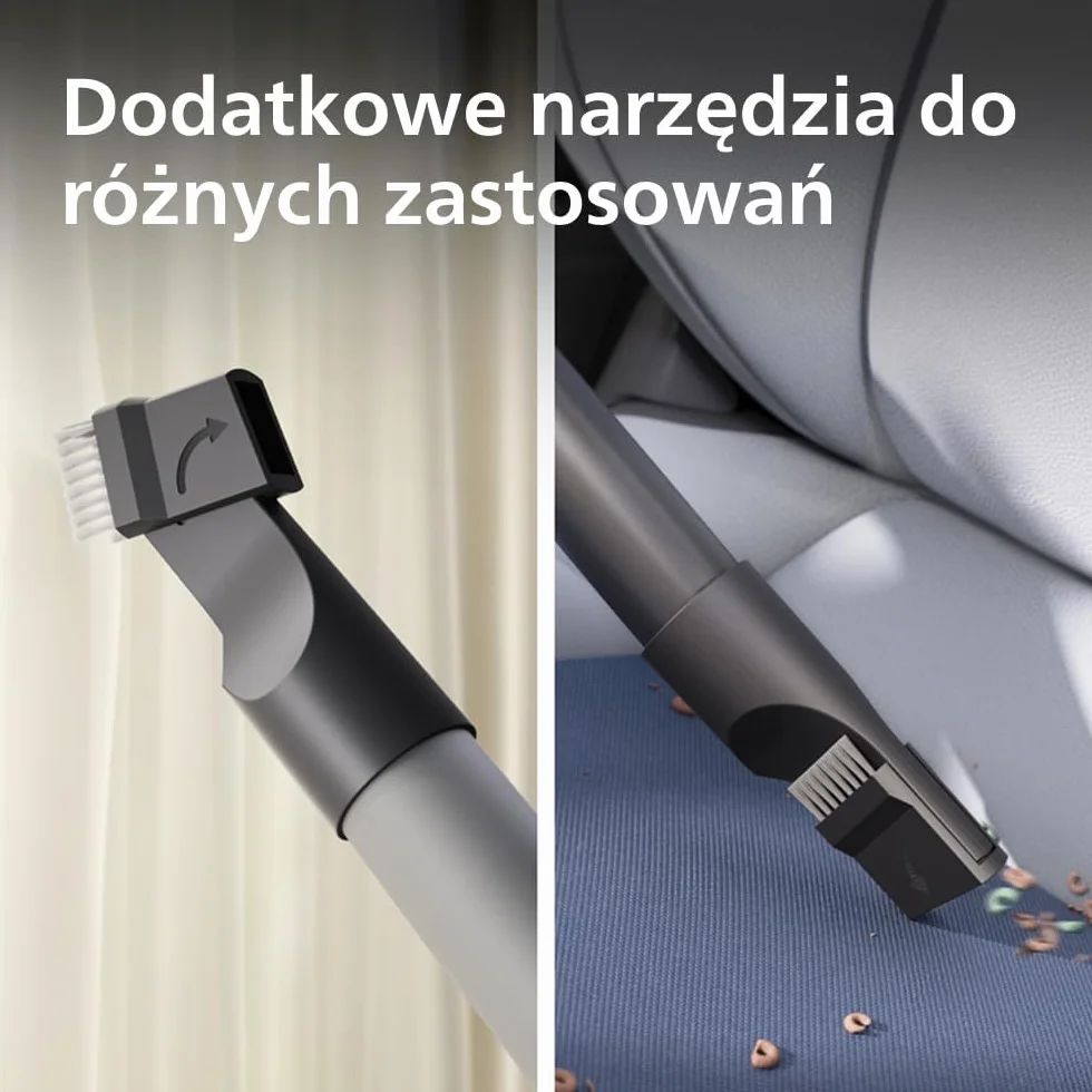 Odkurzacz workowy Philips Seria 2000 – Kompaktowy i lekki, silnik 800 W, filtr HEPA wyłapuje 99,9% kurzu, końcówka wielofunkcyjna, zasięg 9 m, duży worek na kurz (XD2142/12)