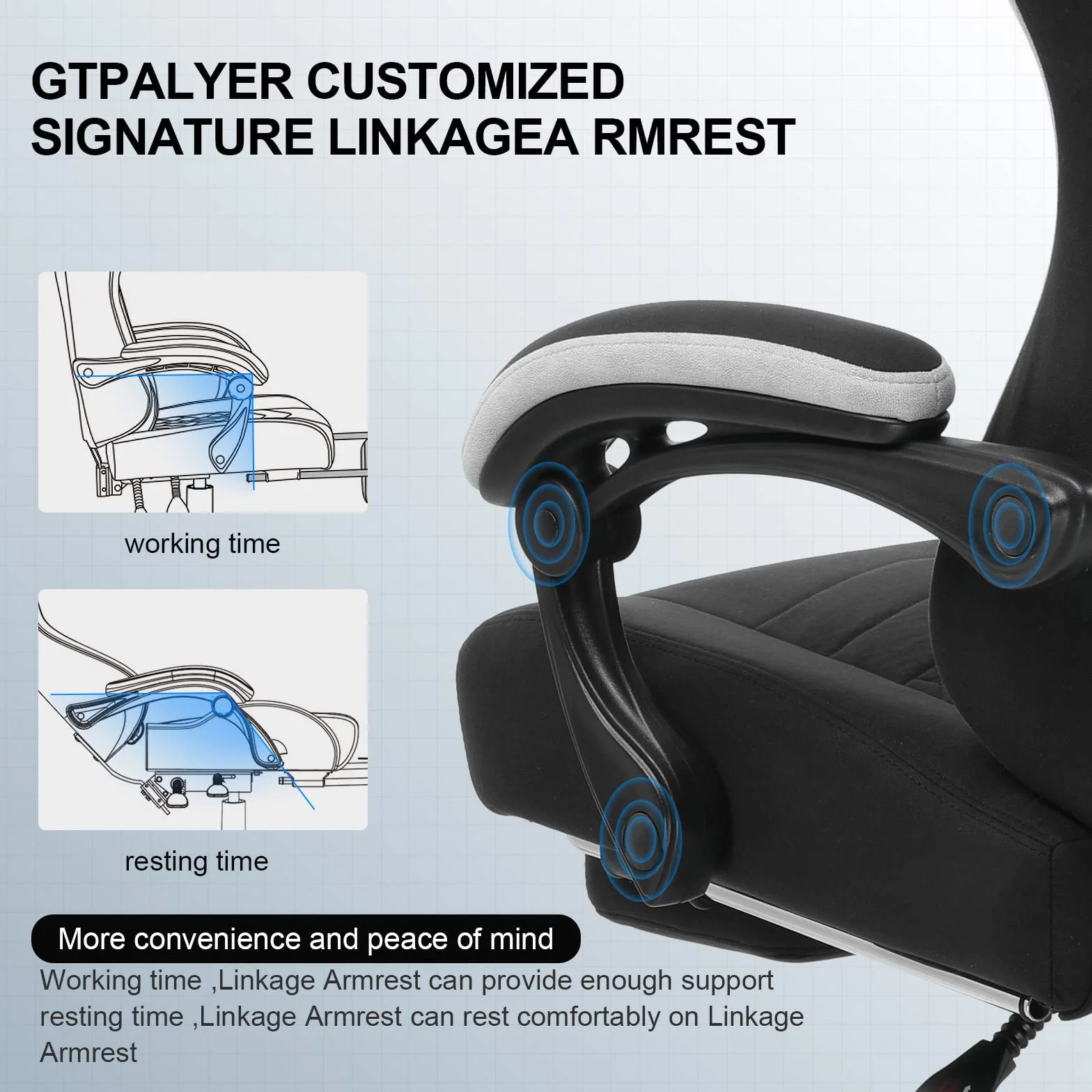 GTPLAYER Fotel gamingowy, komputerowy fotel biurowy z kieszonkową poduszką sprężynową, podłokietnikami i podnóżkiem, ergonomiczne krzesło komputerowe z wysokim oparciem, z podparciem lędźwiowym