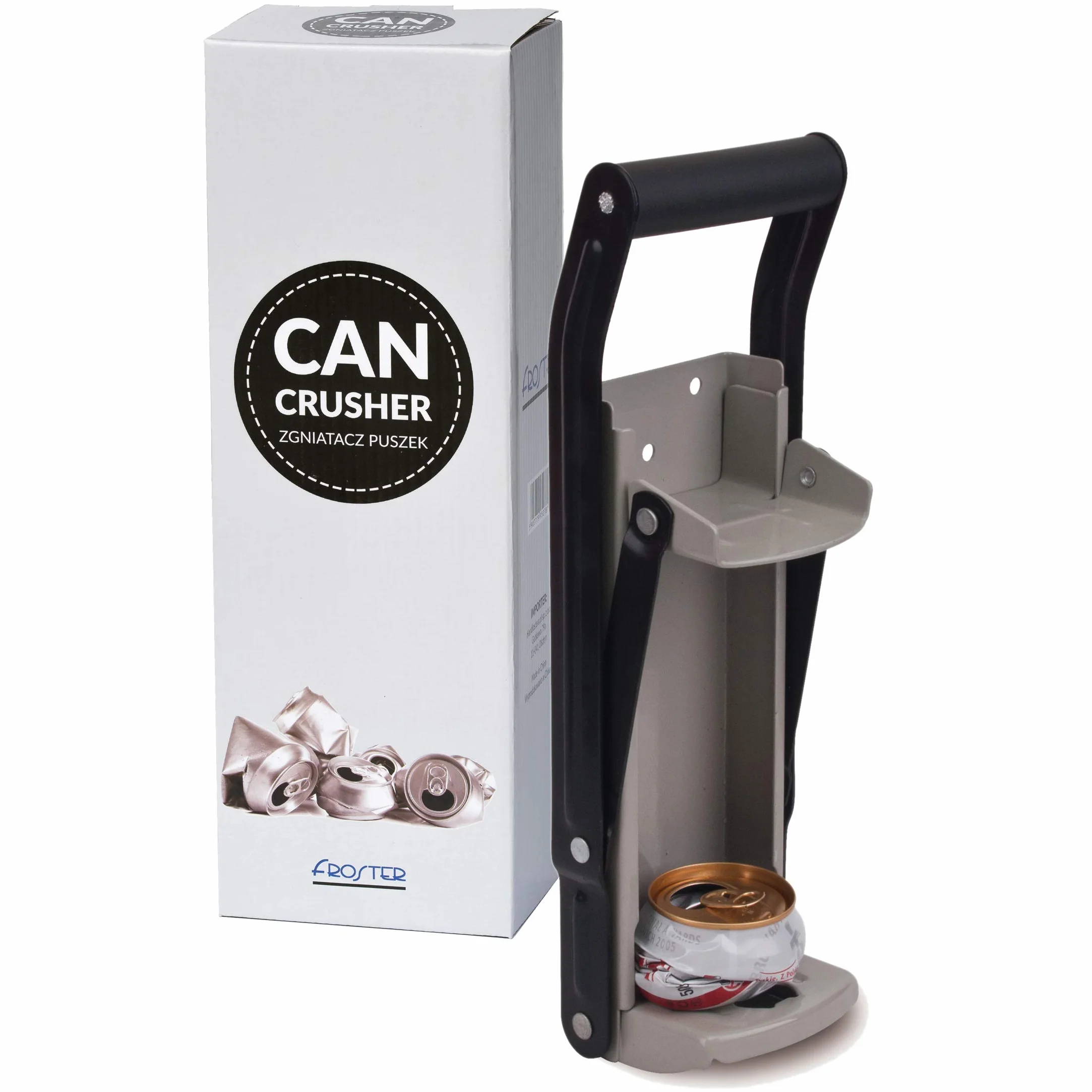 Froster Zgniatacz Puszek, Solidna, Wisząca Zgniatarka do Puszek, maks. 500 ml, z Otwieraczem do Butelek