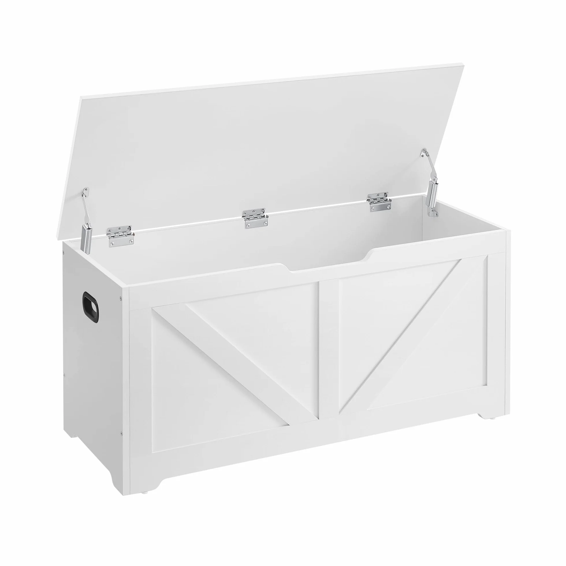 VASAGLE LSB060T14 Skrzynia do przechowywania, pudełko na koc z 2 zawiasami bezpieczeństwa, ławka do przechowywania butów, styl wiejski, 40 x 100 x 46 cm, do przedpokoju, sypialni, salonu, biała