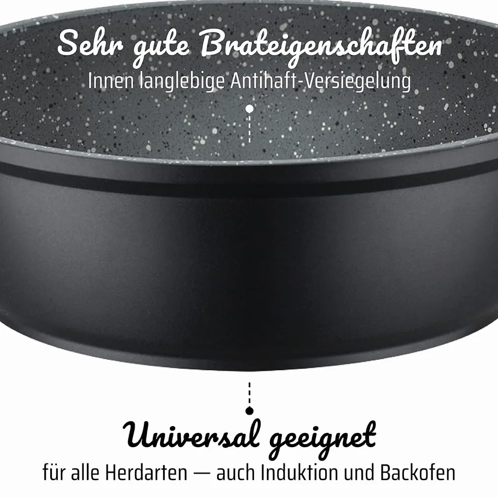 Gsw Gourmet Granit Zestaw Patelni, Aluminium, Czarny, 33x21 cm