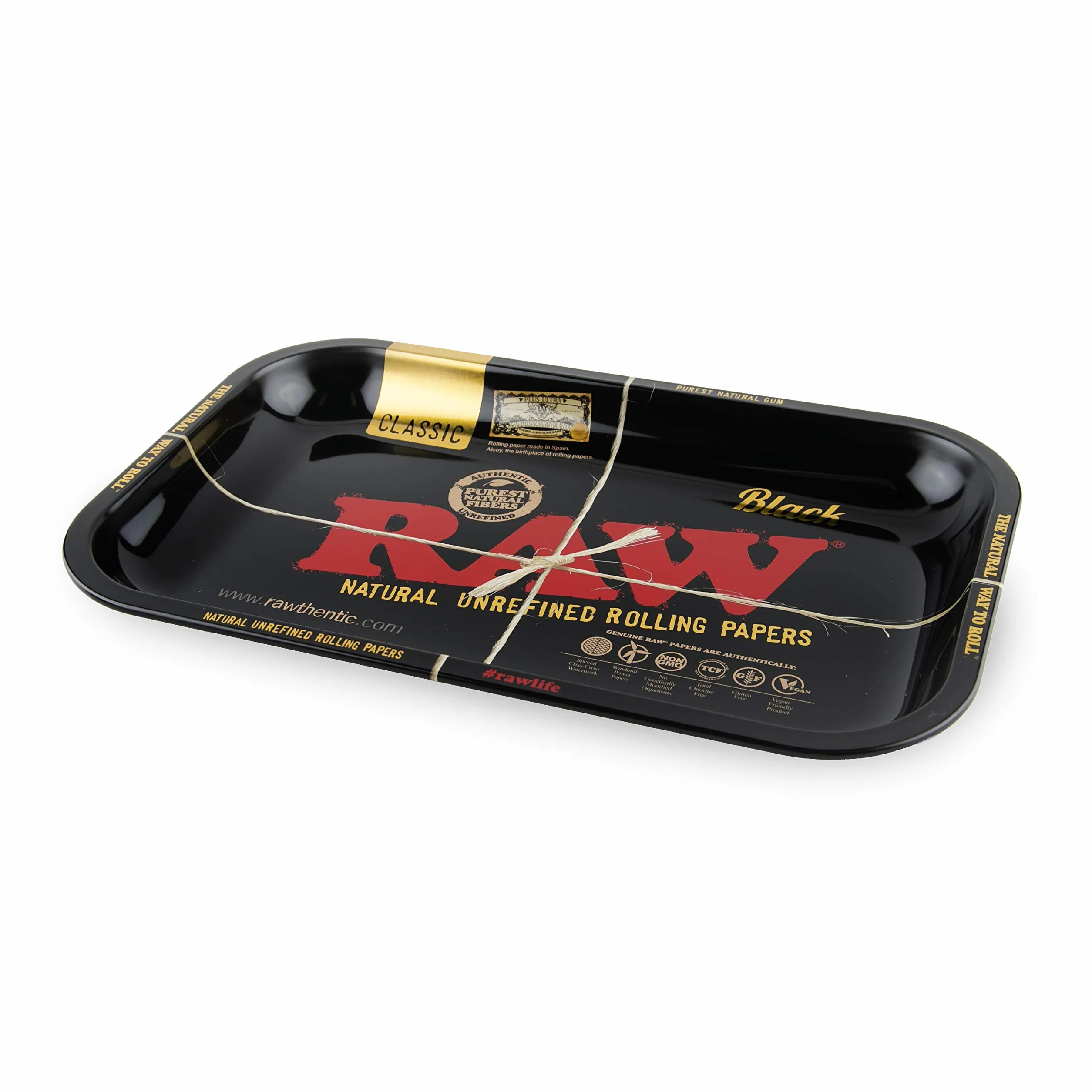 RAW Papier w rolce - metalowa taca do zwijania - czarny design - (mała)