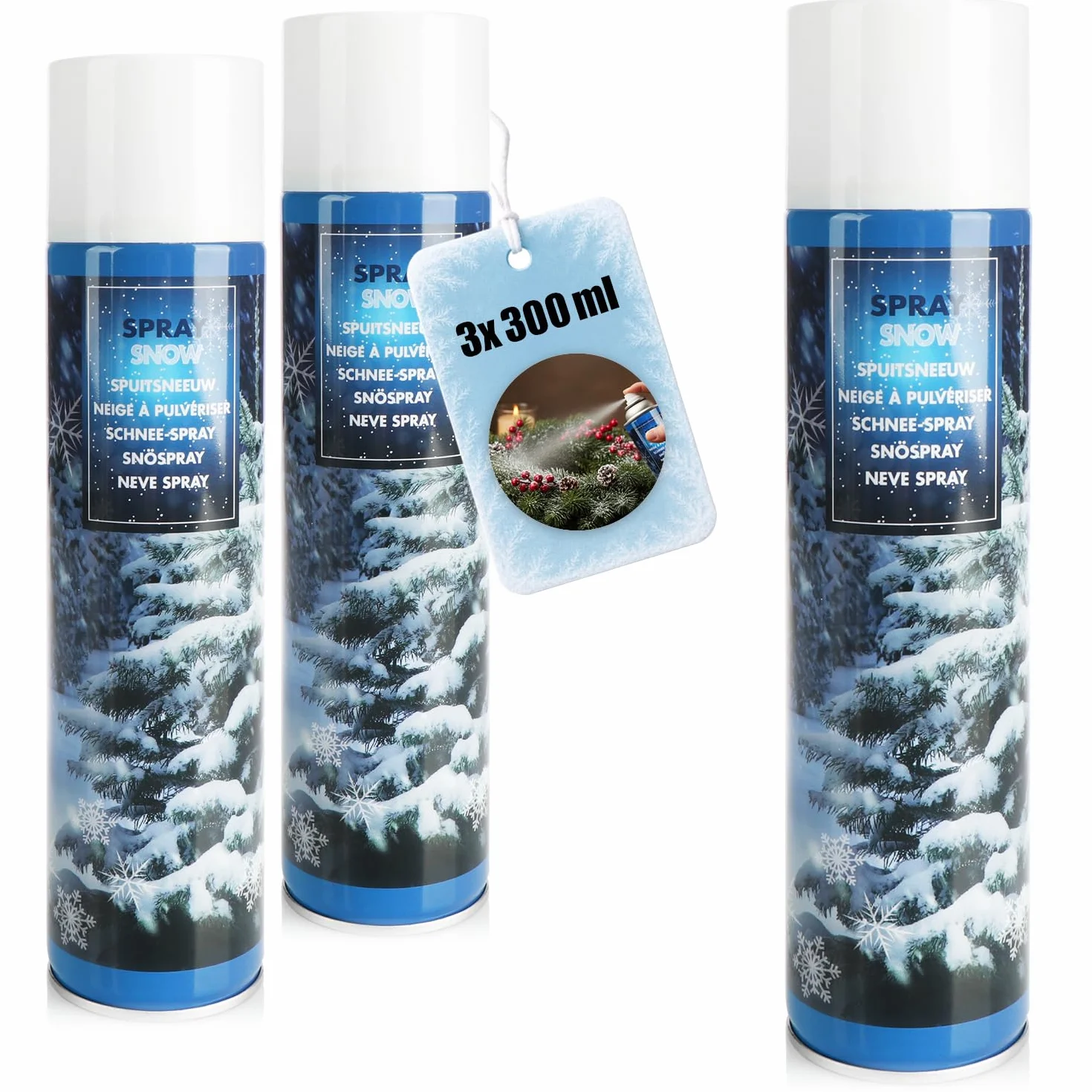 COM-FOUR® 3x Sztuczny snieg - Puszka z dekoracyjnym sniegiem w sprayu - Snieg w sprayu do dekoracji na Boze Narodzenie (03 sztuki - 300ml / snieg)