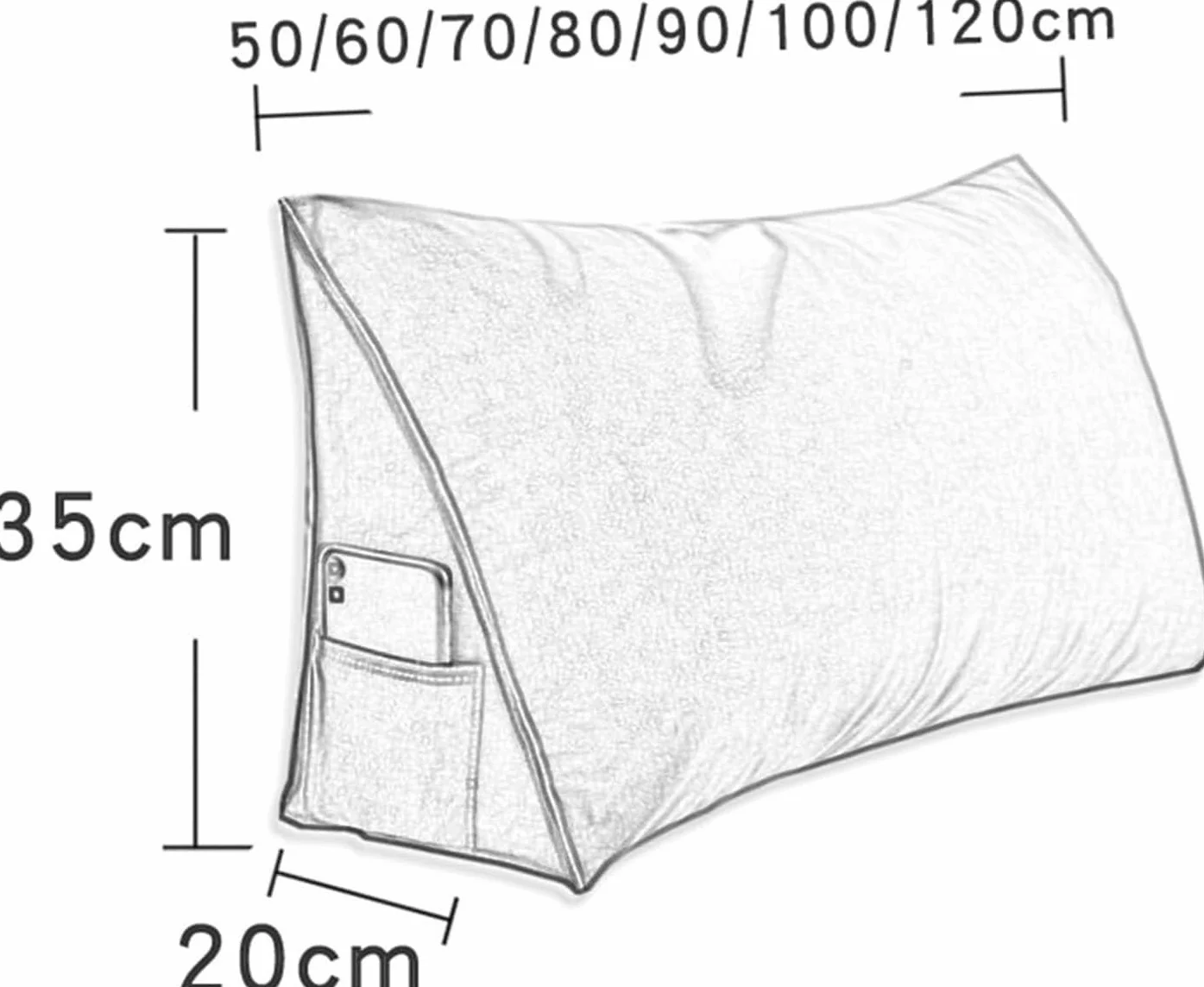 Przytulna poduszka do czytania, na łóżko, sofę, podparcie lędźwiowe, poduszka na oparcie, ze zdejmowaną poszewką, ergonomiczna poduszka do siedzenia (brązowa, 80 x 35 x 20 cm)