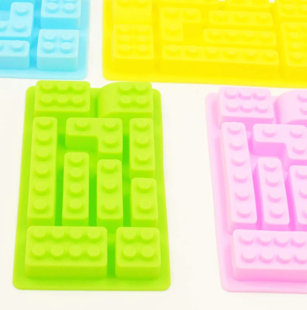 Selecto Bake Building Bricks Silikonowe foremki do kostek lodu, czekolady, cukierków do dekoracji babeczek na przyjęcia dla dzieci, nieprzywierające bloki, fondantu