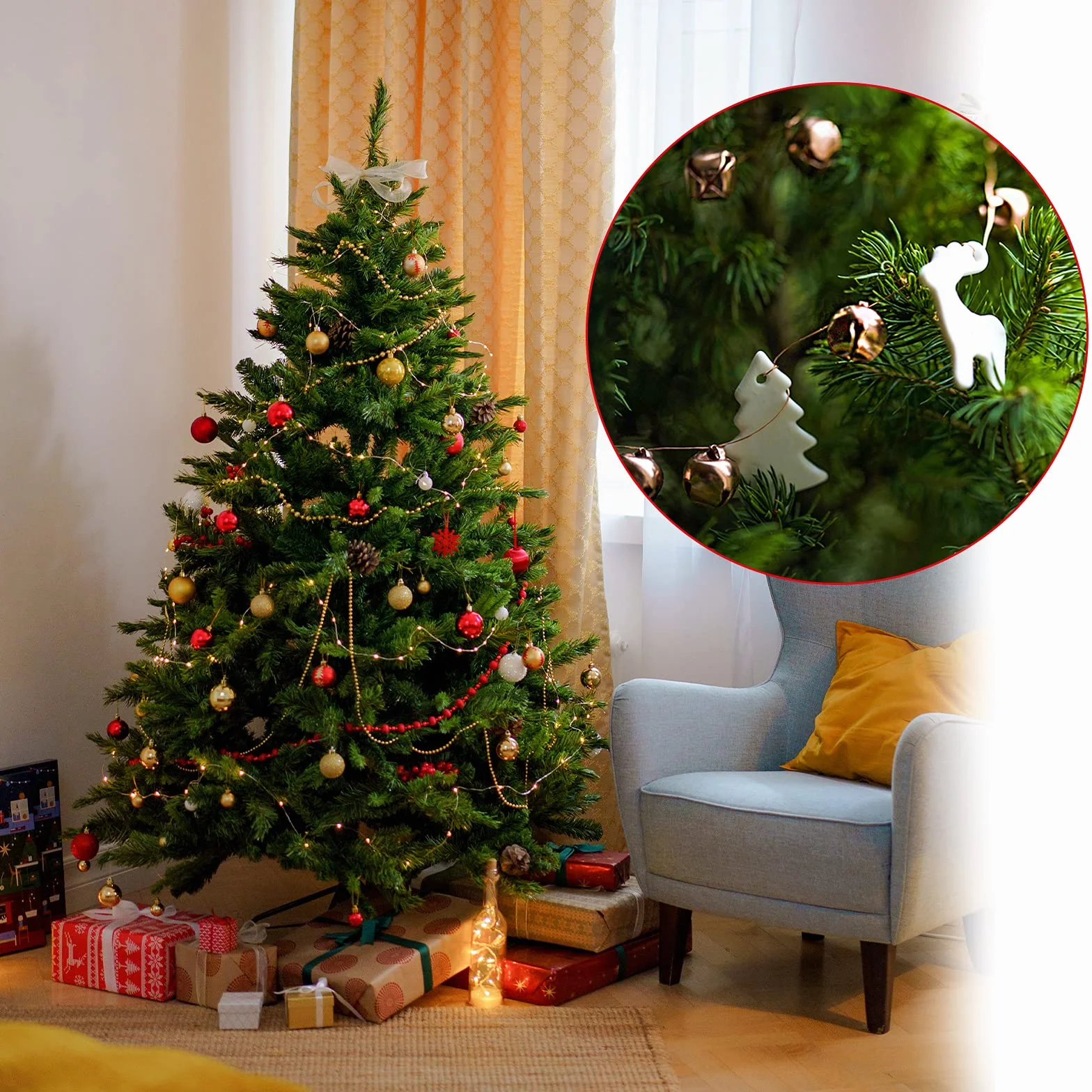 SAVITA 100szt Swiateczne Jingle Bells, Metalowe Swiateczne Mini Dzwonki do Dekoracji Swiatecznych DIY Festival (50 Sztuk Srebra i 50 Sztuk Zlota, 1,2 cm)