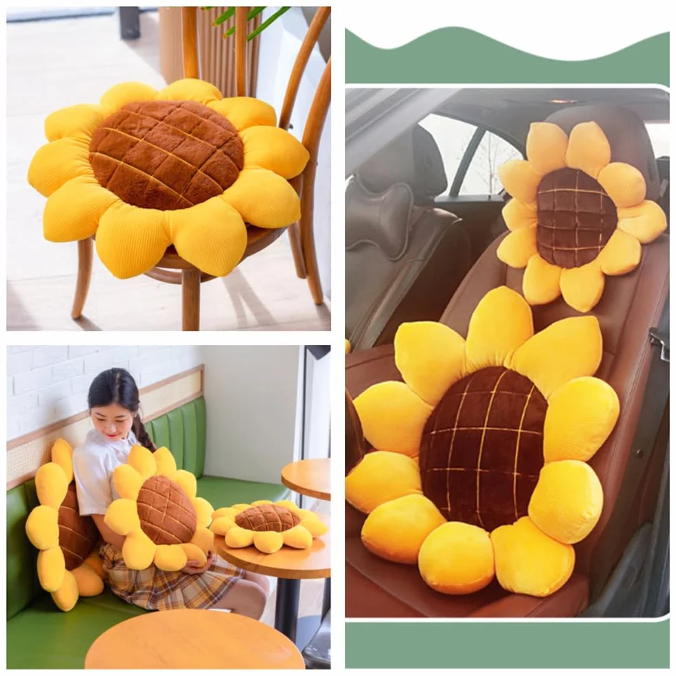 NatureMan Słonecznik poduszka podłogowa 50 cm poduszka w kształcie kwiatu urocza poduszka dekoracyjna pluszowa poduszka do sypialni na sofę krzesło
